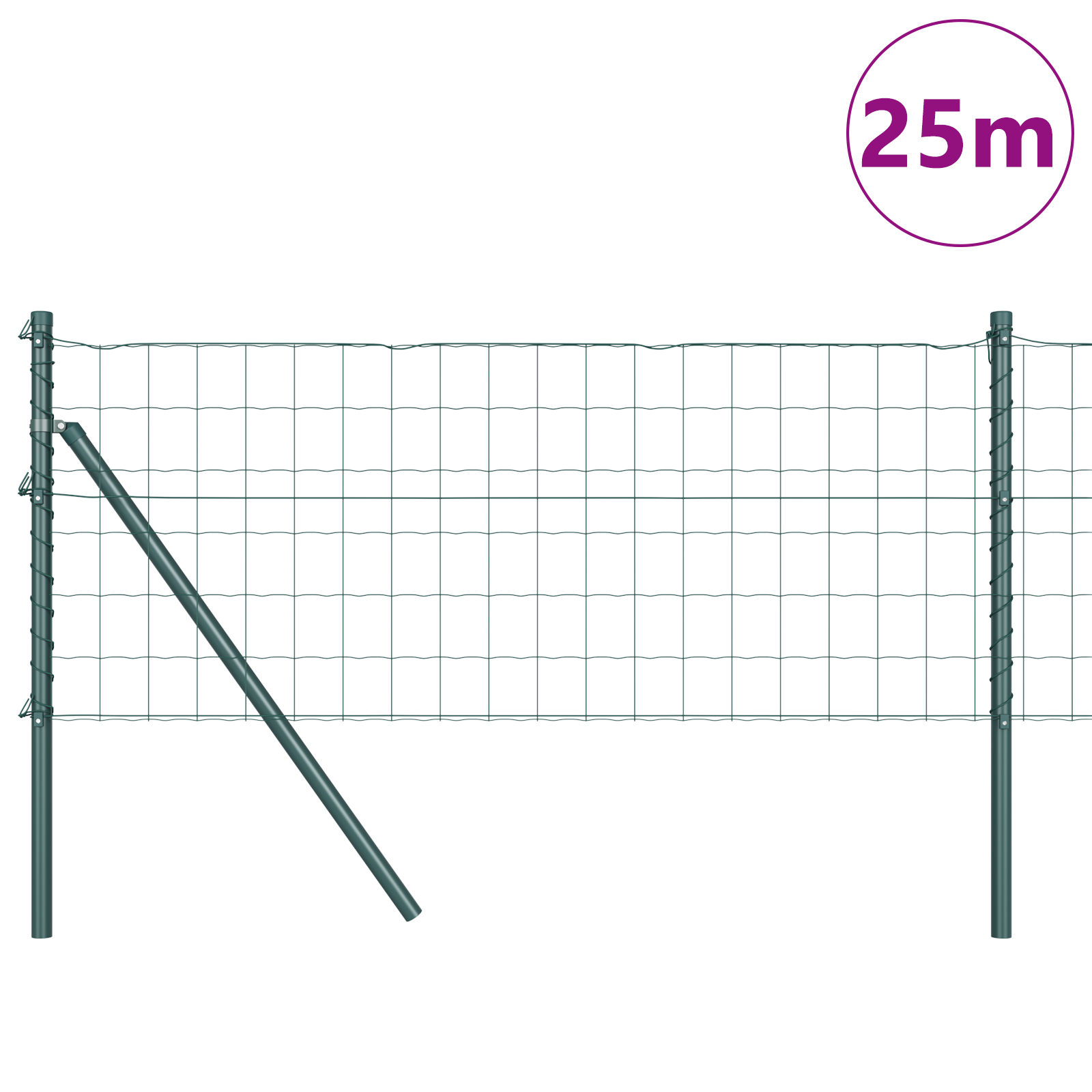 vidaXL Îngrădire cu stâlpi Verde 0.8 x 25 m Oțel