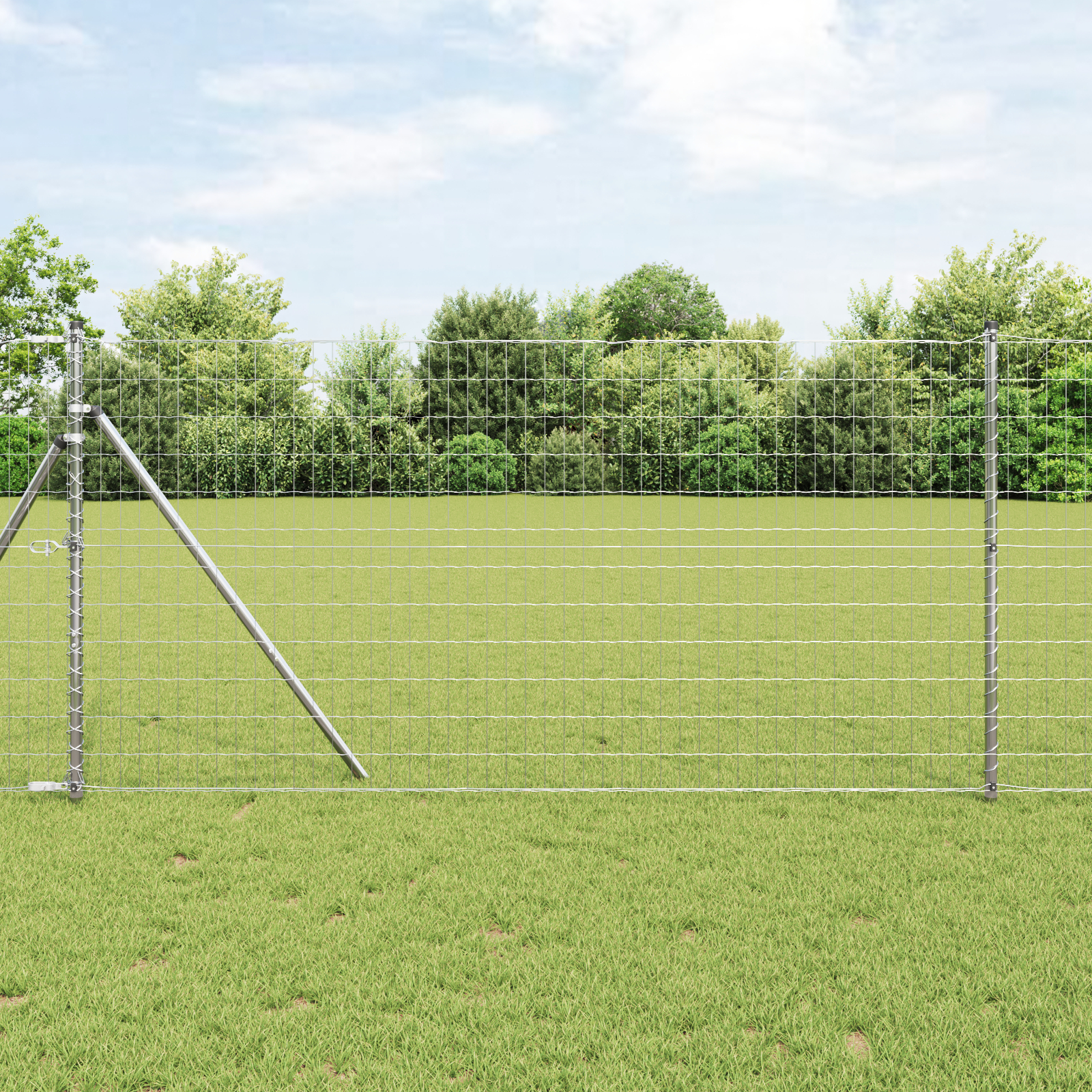 vidaXL Îngrădire cu stâlpi Argintiu 1.4 x 10 m Oțel vidaXL Îngrădire cu stâlpi Argintiu 1.4 x 10 m Oțel