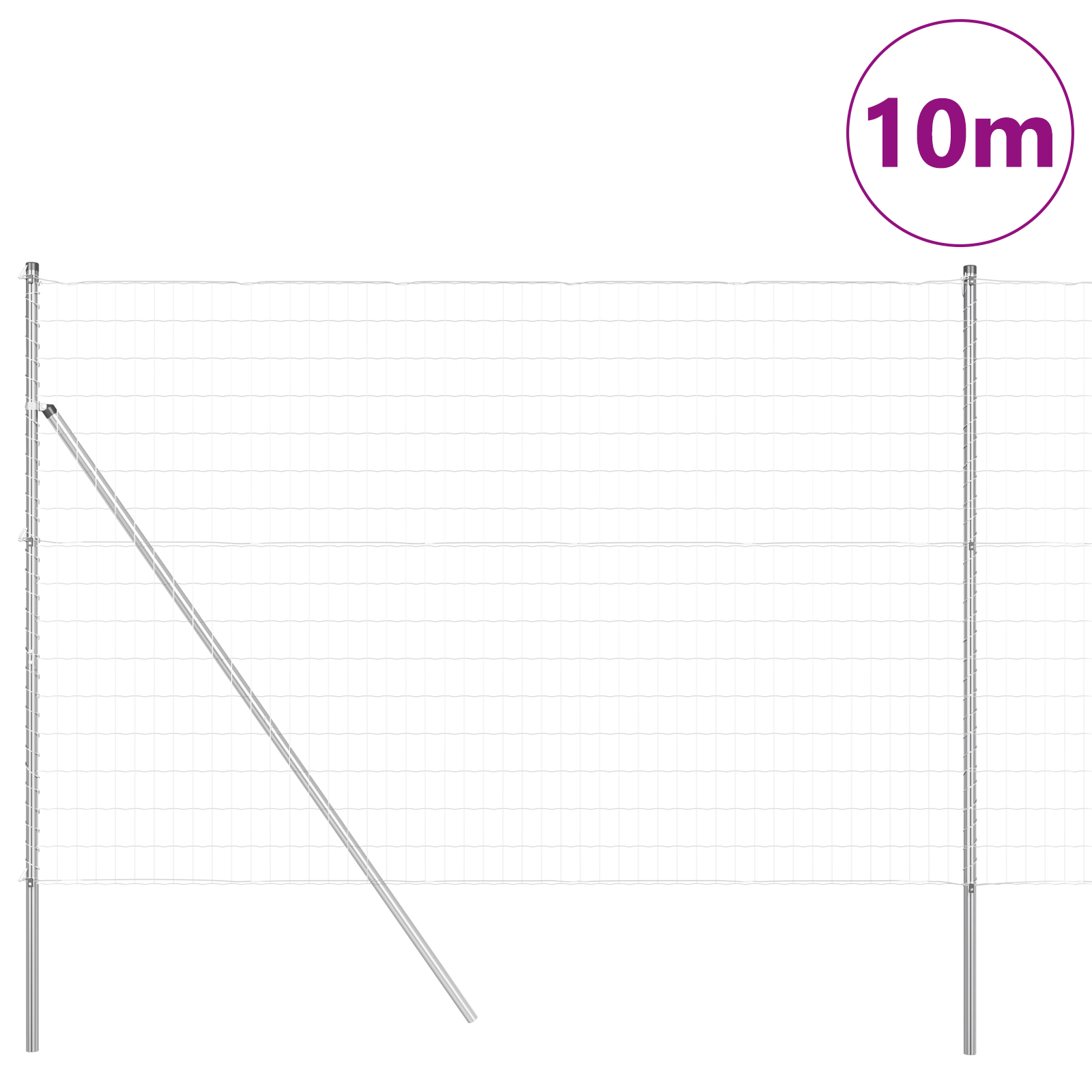 vidaXL Îngrădire cu stâlpi Argintiu 1.5 x 10 m Oțel