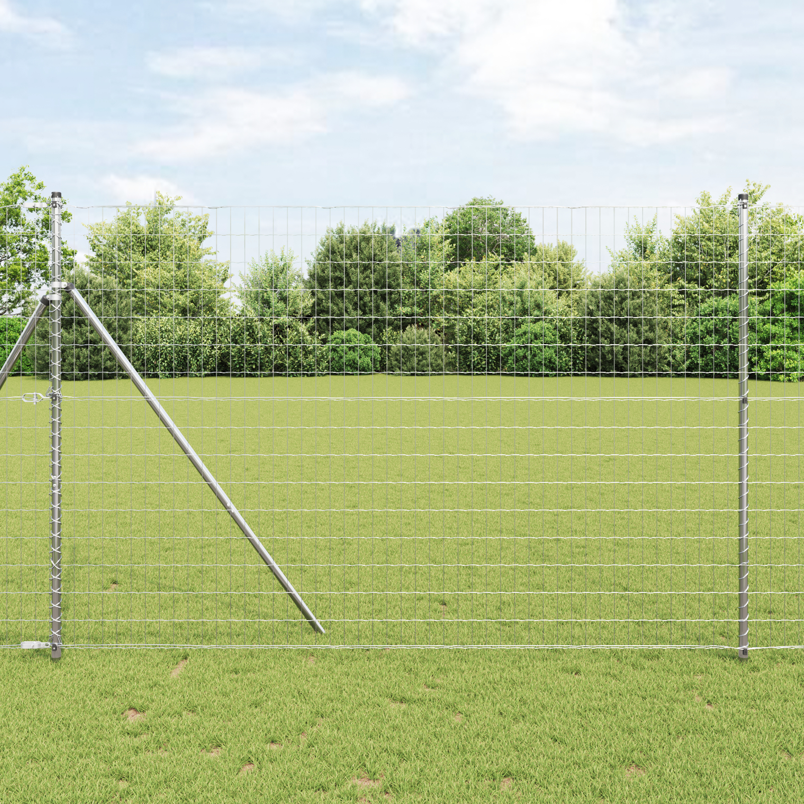 vidaXL Îngrădire cu stâlpi Argintiu 1.5 x 10 m Oțel