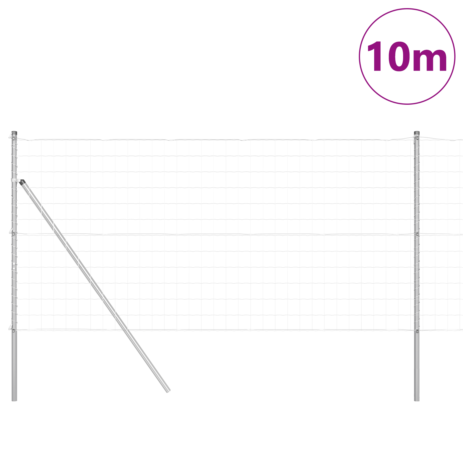 vidaXL Îngrădire cu stâlpi Argintiu 1 x 10 m Oțel