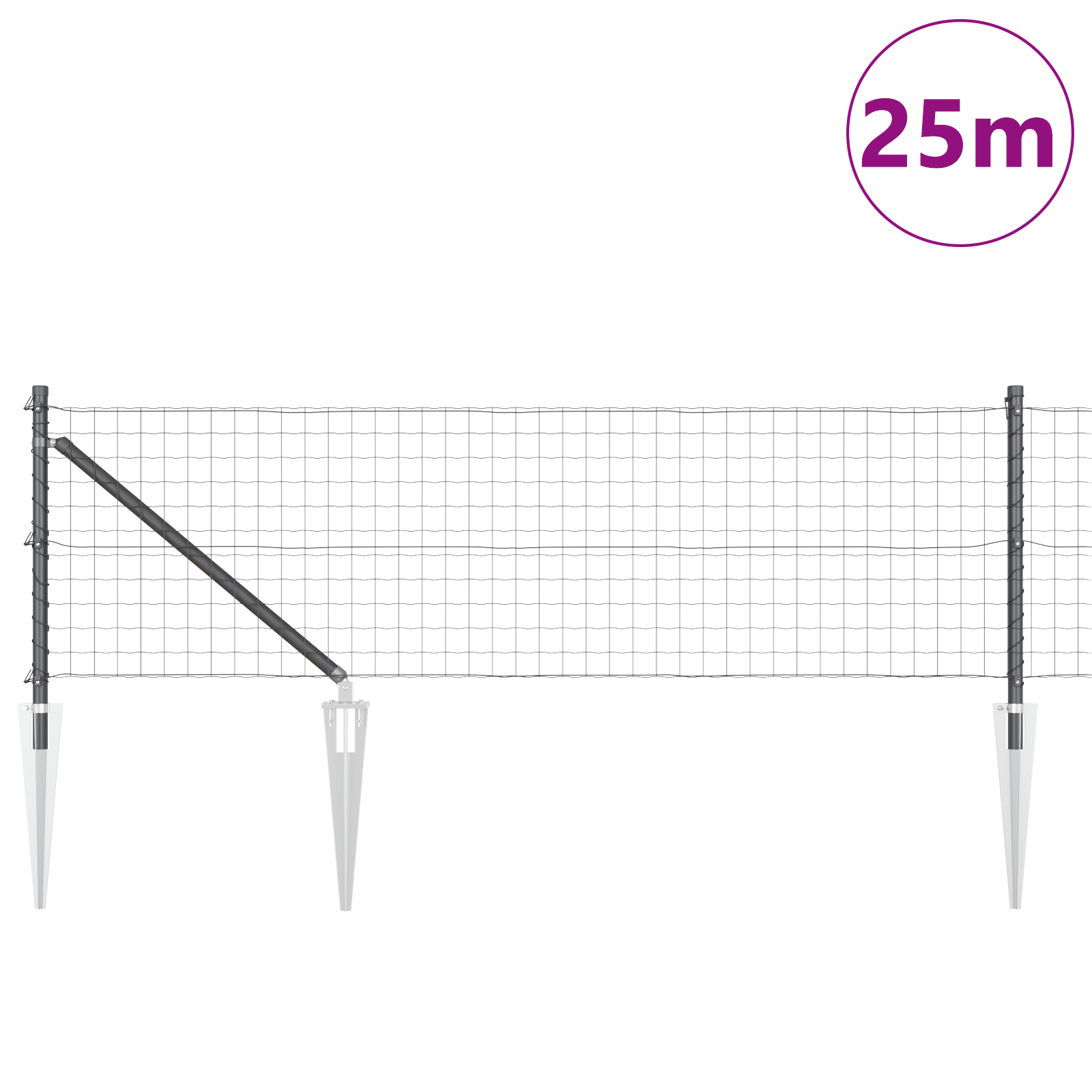 vidaXL Îngrădire cu stâlpi Gri 0.8 x 25 m Oțel vidaXL Îngrădire cu stâlpi Gri 0.8 x 25 m Oțel