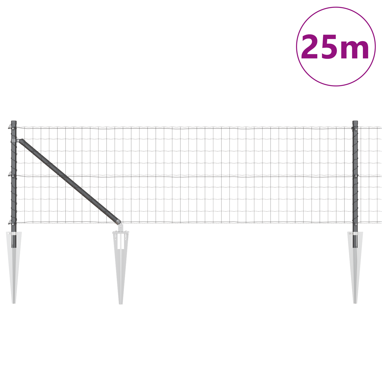 vidaXL Îngrădire cu stâlpi Gri 0.8 x 25 m Oțel vidaXL Îngrădire cu stâlpi Gri 0.8 x 25 m Oțel