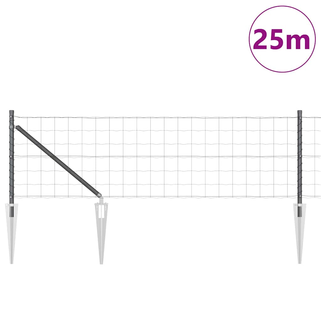 vidaXL Îngrădire cu stâlpi Gri 0.8 x 25 m Oțel vidaXL Îngrădire cu stâlpi Gri 0.8 x 25 m Oțel