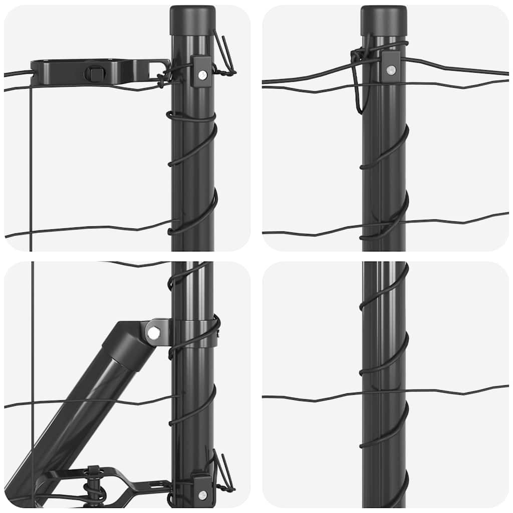 vidaXL Îngrădire cu stâlpi Gri 0.8 x 25 m Oțel vidaXL Îngrădire cu stâlpi Gri 0.8 x 25 m Oțel