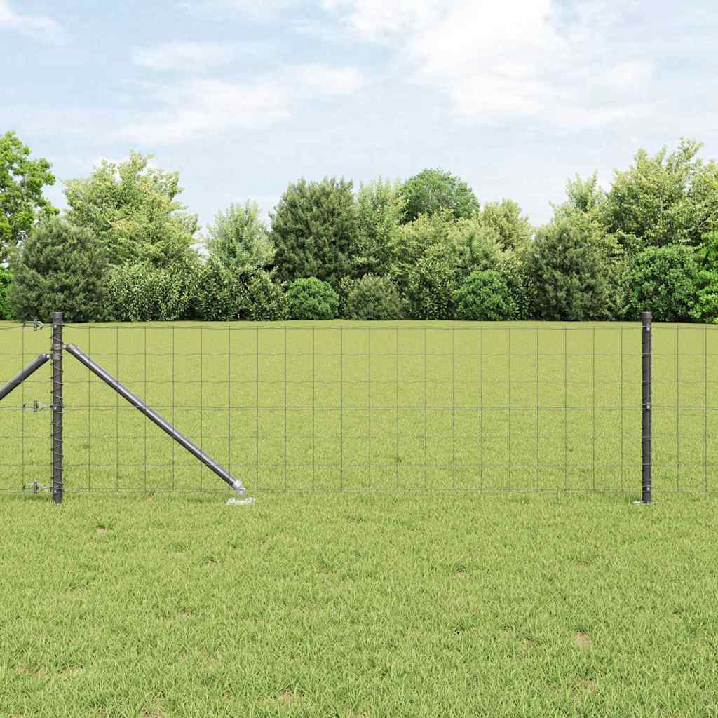 vidaXL Îngrădire cu stâlpi Gri 0.8 x 25 m Oțel vidaXL Îngrădire cu stâlpi Gri 0.8 x 25 m Oțel