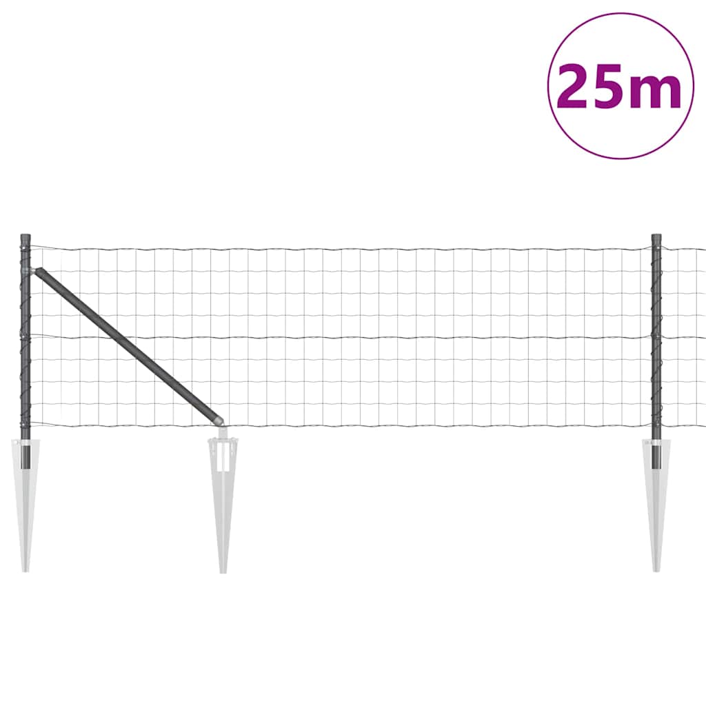 vidaXL Îngrădire cu stâlpi Gri 0.8 x 25 m Oțel vidaXL Îngrădire cu stâlpi Gri 0.8 x 25 m Oțel