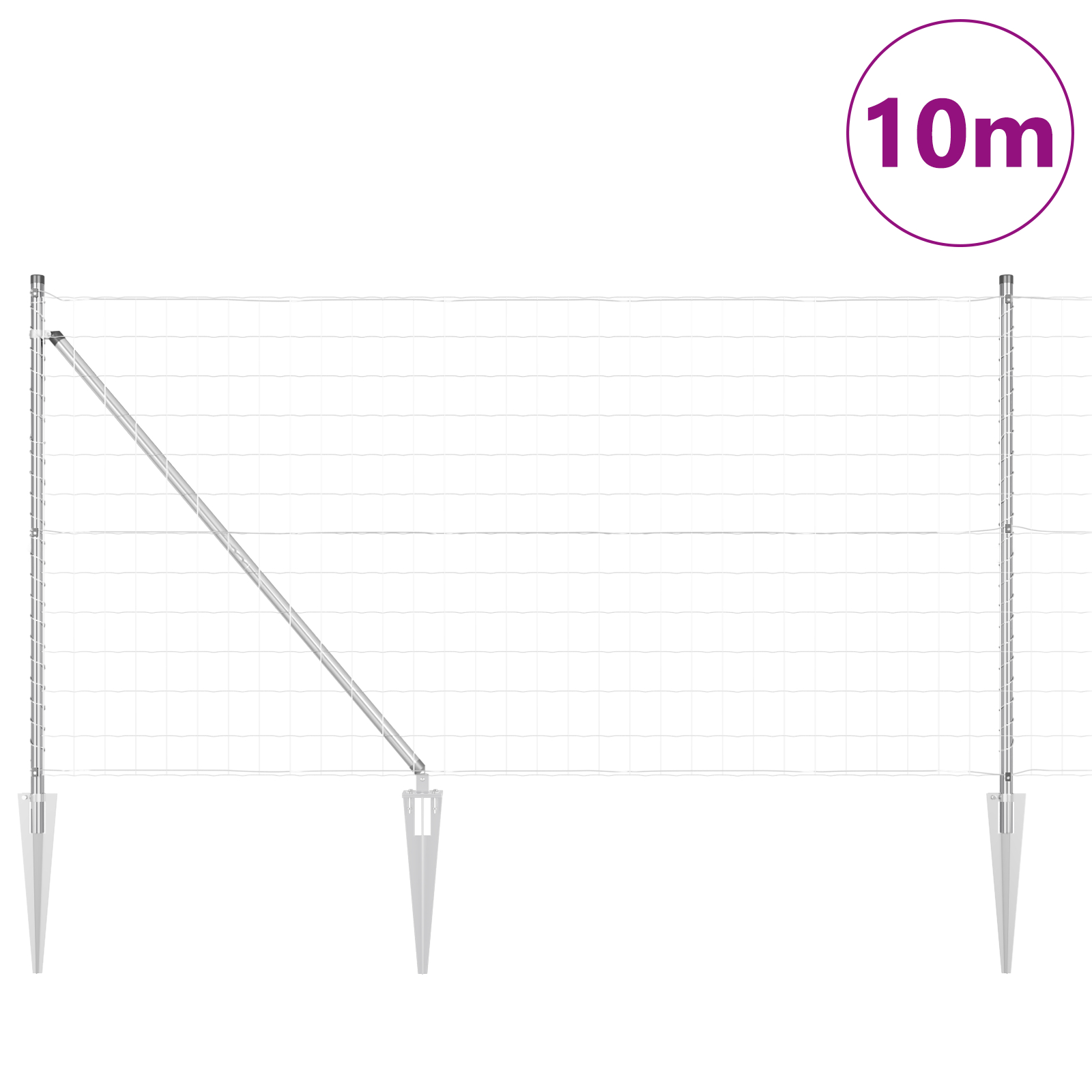 vidaXL Îngrădire cu stâlpi Argintiu 1 x 10 m Oțel vidaXL Îngrădire cu stâlpi Argintiu 1 x 10 m Oțel