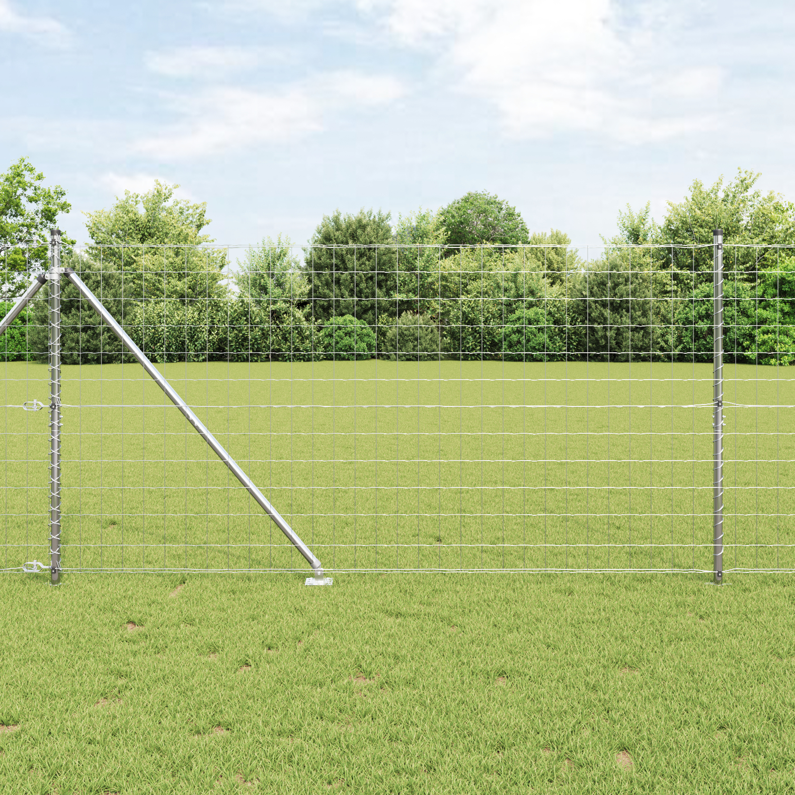 vidaXL Îngrădire cu stâlpi Argintiu 1.4 x 10 m Oțel vidaXL Îngrădire cu stâlpi Argintiu 1.4 x 10 m Oțel