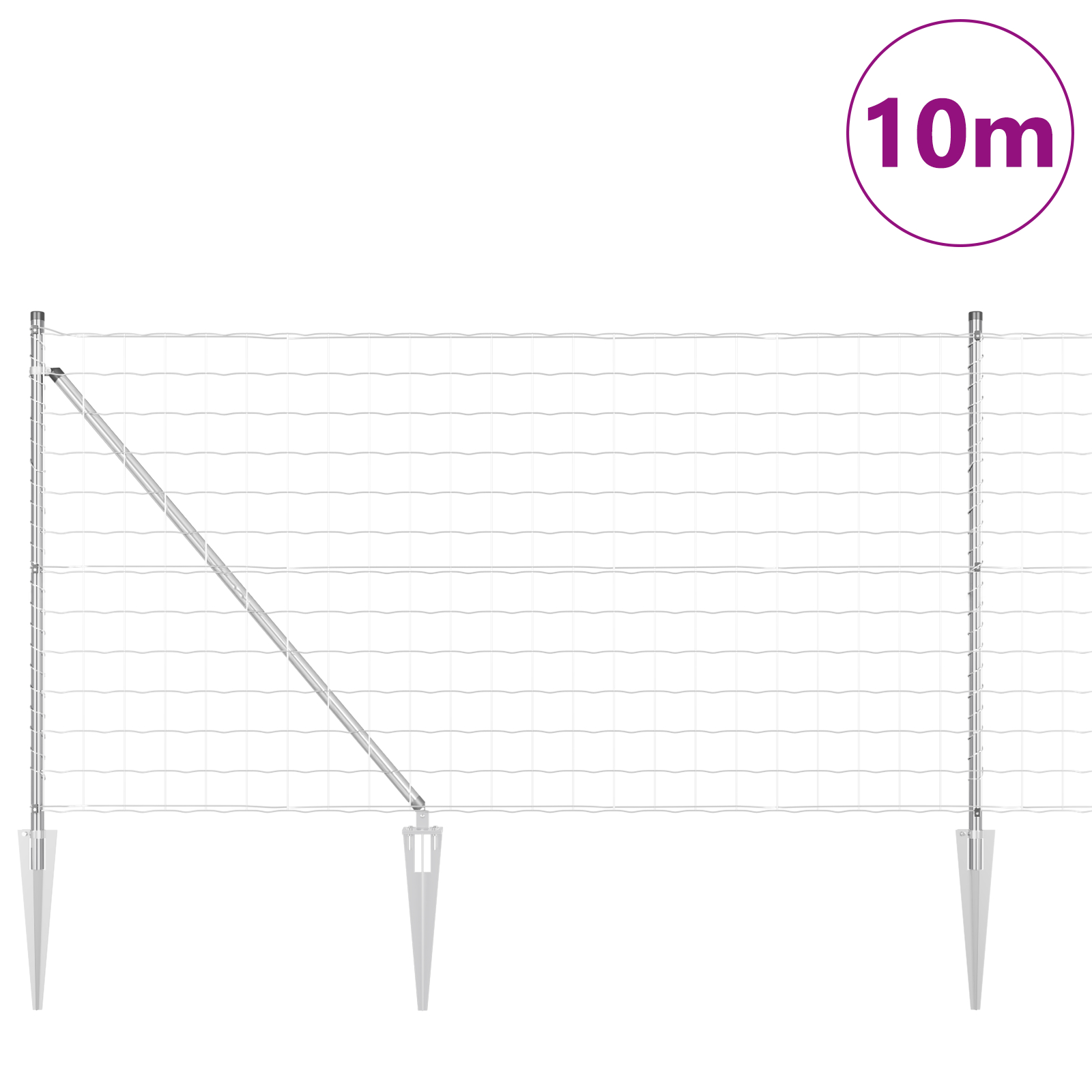 vidaXL Îngrădire cu stâlpi Argintiu 1 x 10 m Oțel vidaXL Îngrădire cu stâlpi Argintiu 1 x 10 m Oțel