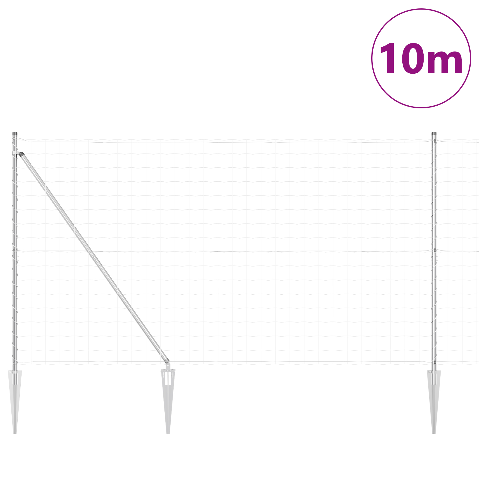 vidaXL Îngrădire cu stâlpi Argintiu 1.5 x 10 m Oțel