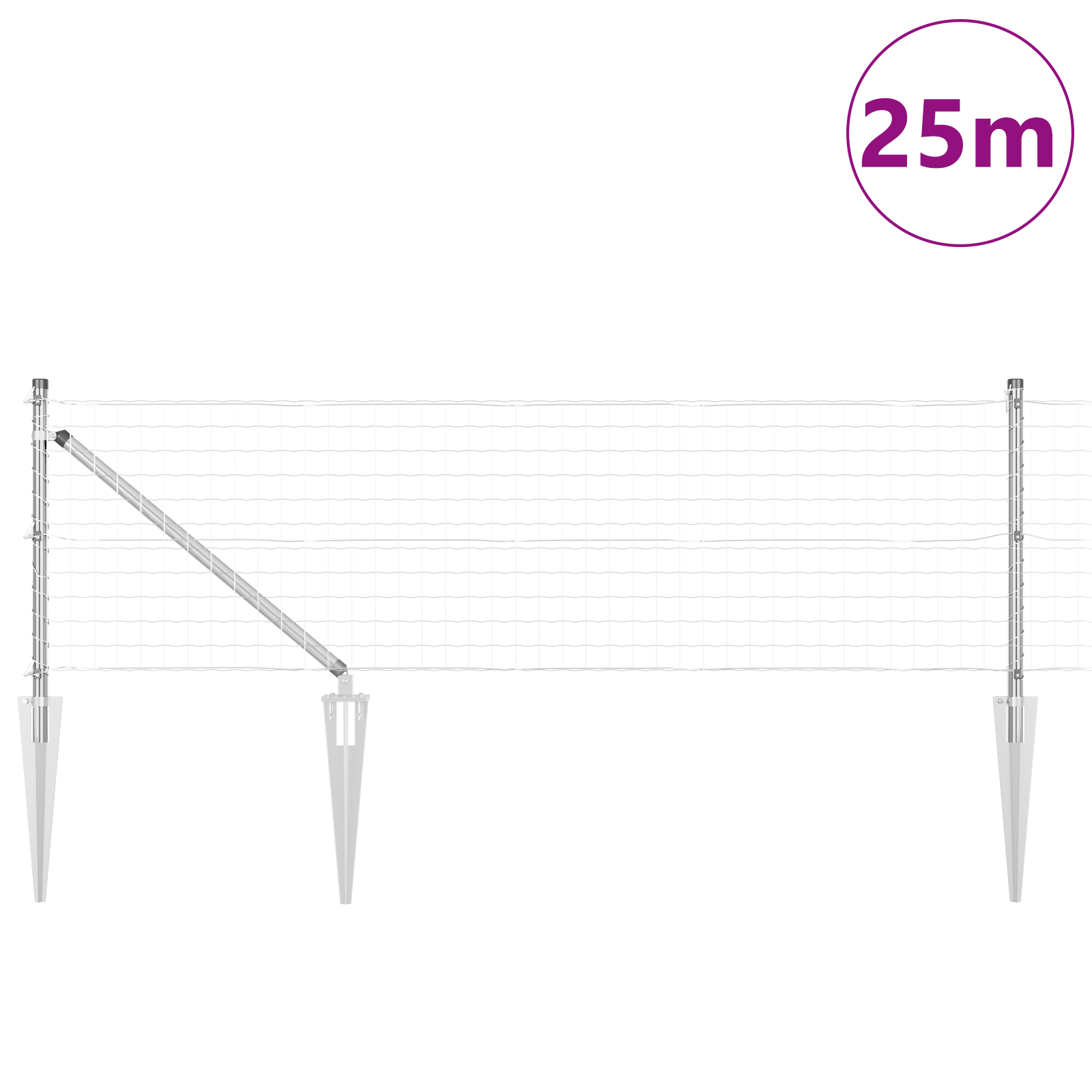 vidaXL Îngrădire cu stâlpi Argintiu 0.4 x 25 m Oțel