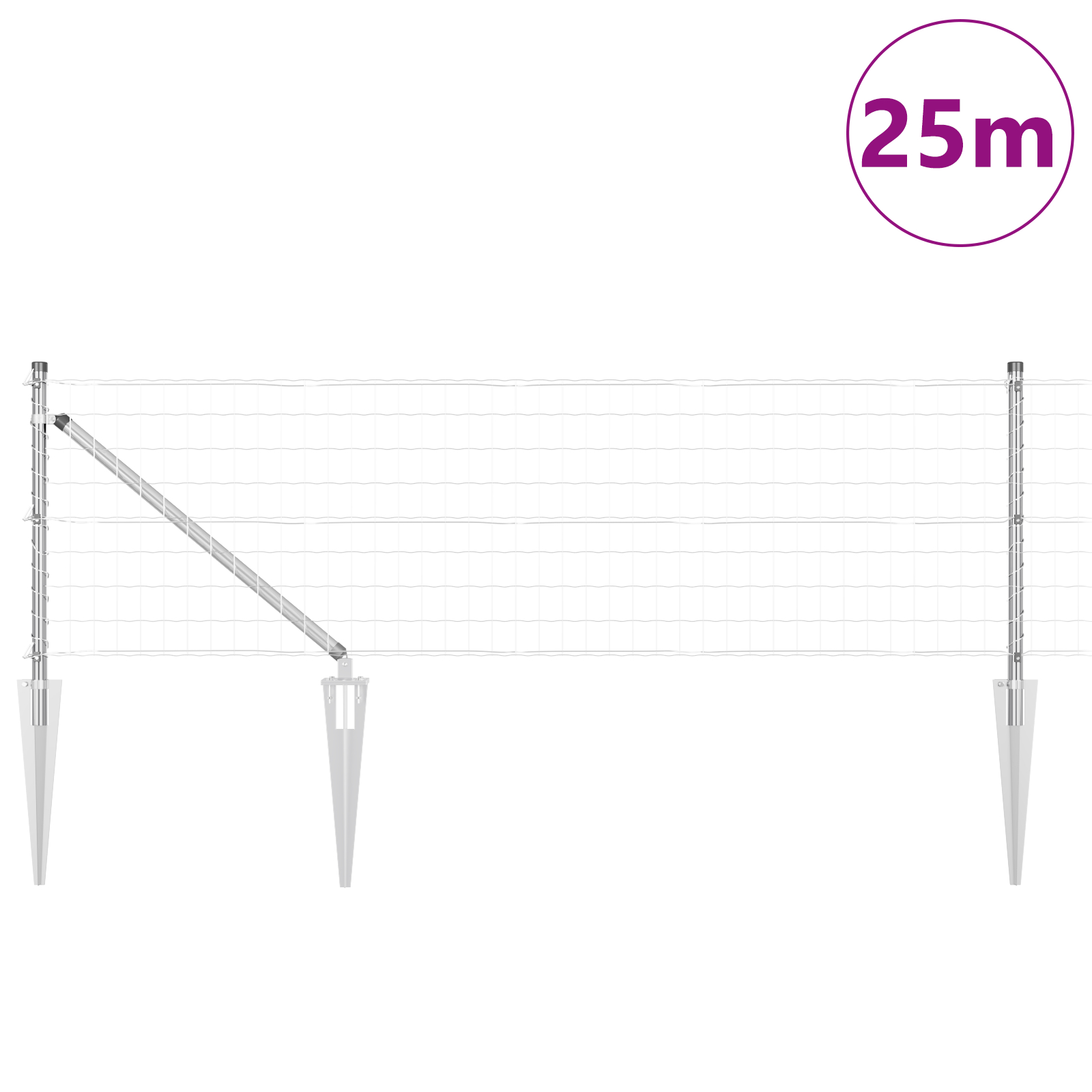 vidaXL Îngrădire cu stâlpi Argintiu 0.8 x 25 m Oțel vidaXL Îngrădire cu stâlpi Argintiu 0.8 x 25 m Oțel