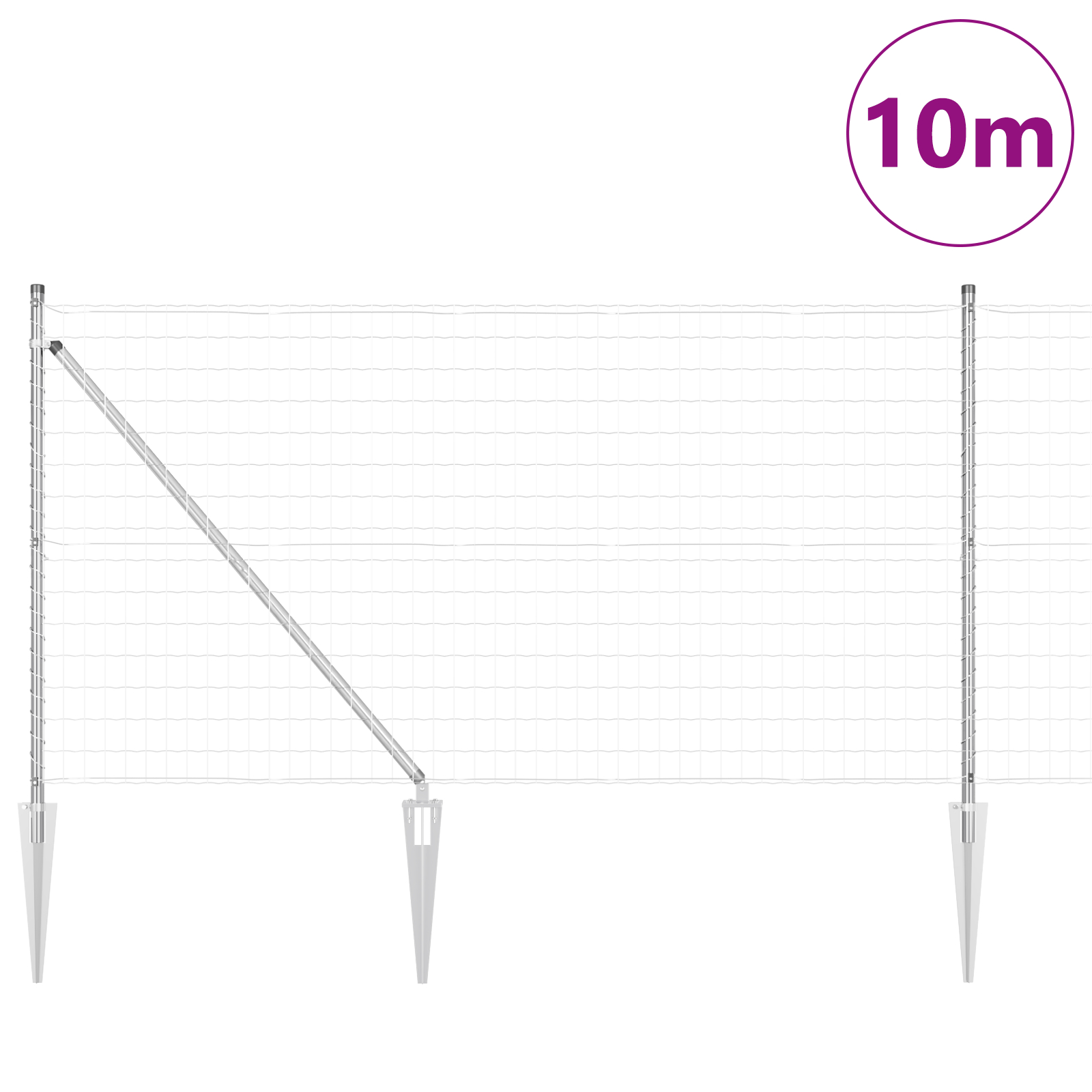 vidaXL Îngrădire cu stâlpi Argintiu 1 x 25 m Oțel