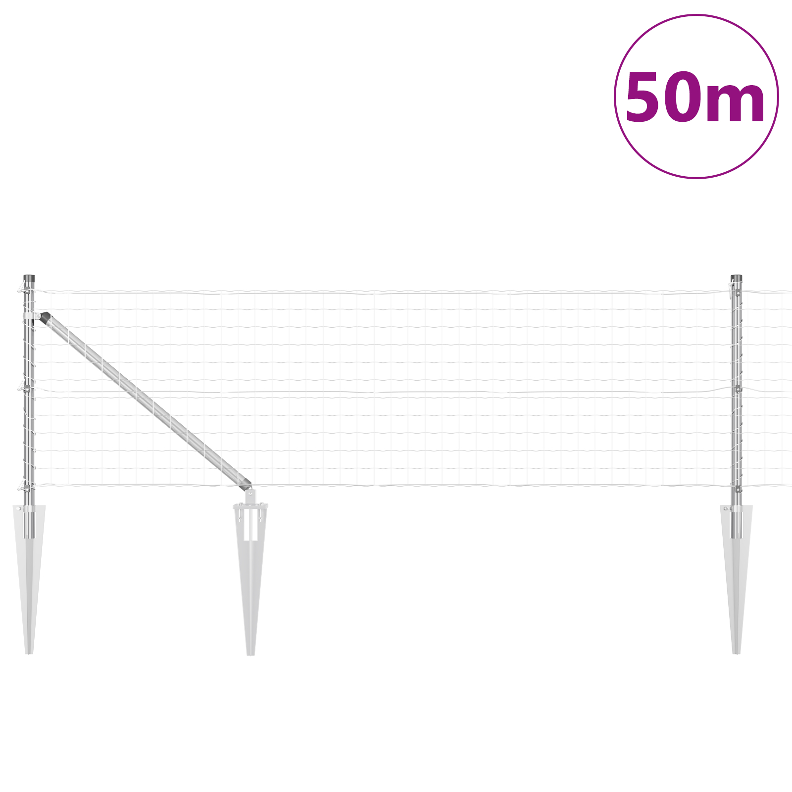 vidaXL Îngrădire cu stâlpi Argintiu 0.4 x 50 m Oțel vidaXL Îngrădire cu stâlpi Argintiu 0.4 x 50 m Oțel