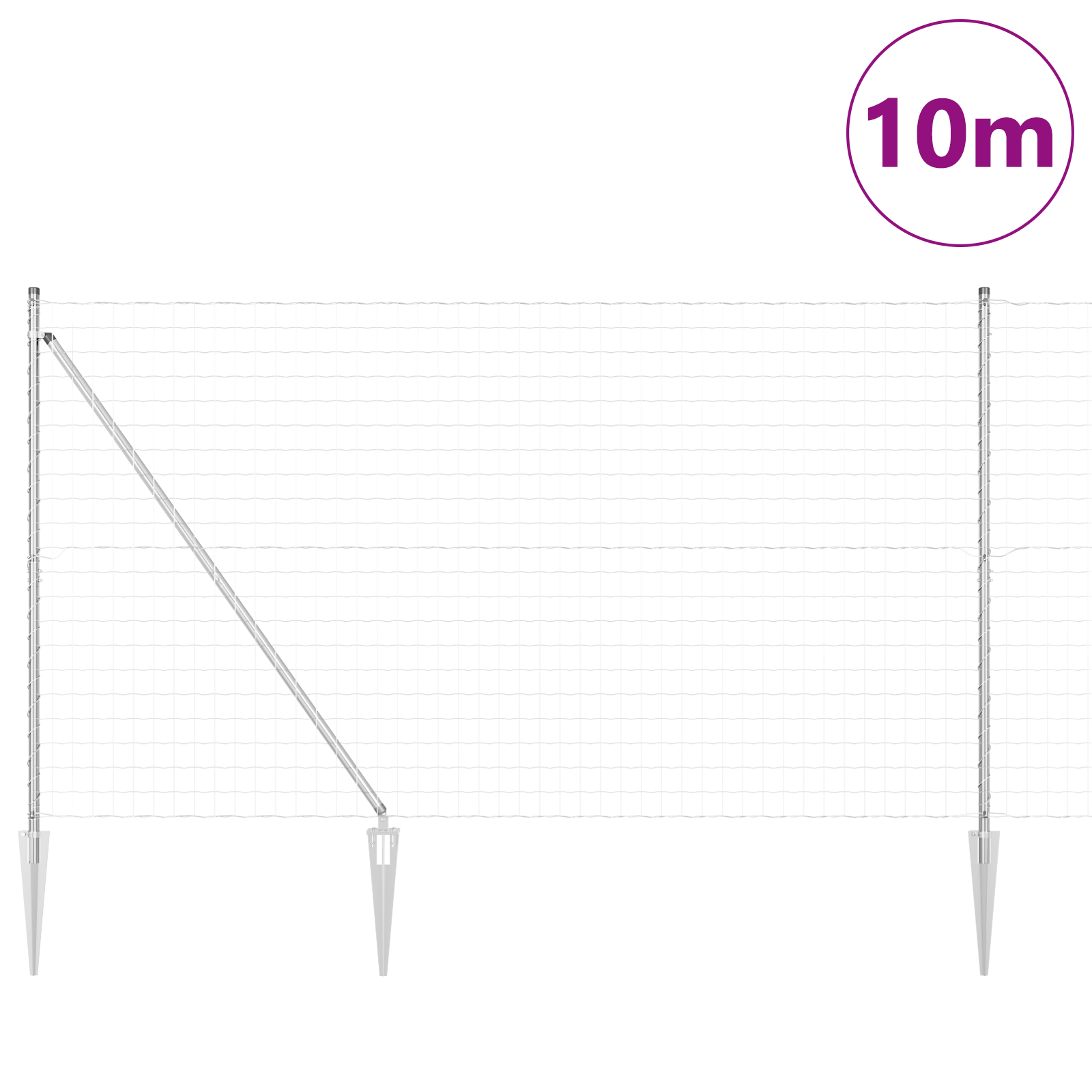 vidaXL Îngrădire cu stâlpi Argintiu 1.5 x 10 m Oțel vidaXL Îngrădire cu stâlpi Argintiu 1.5 x 10 m Oțel