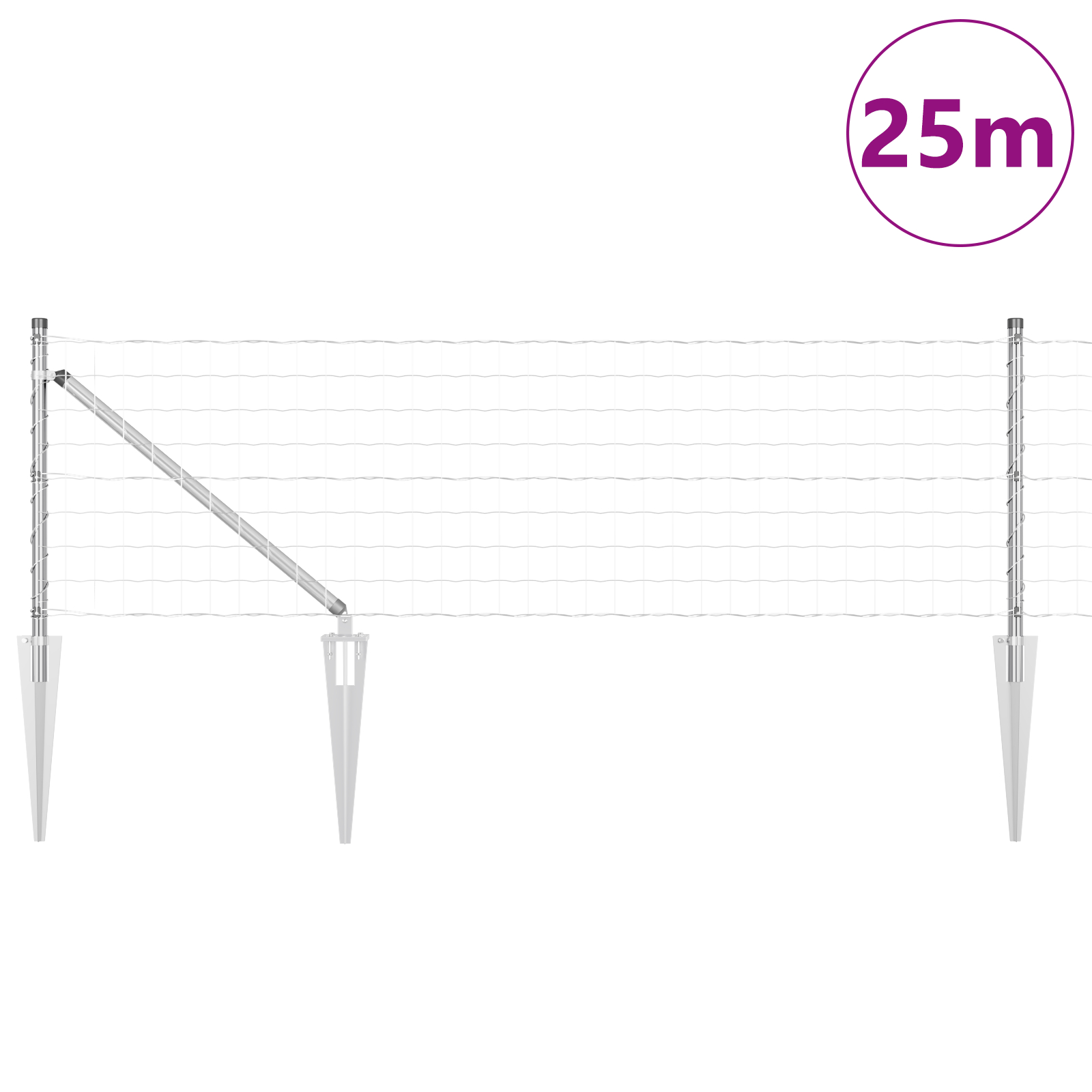 vidaXL Îngrădire cu stâlpi Argintiu 0.4 x 25 m Oțel