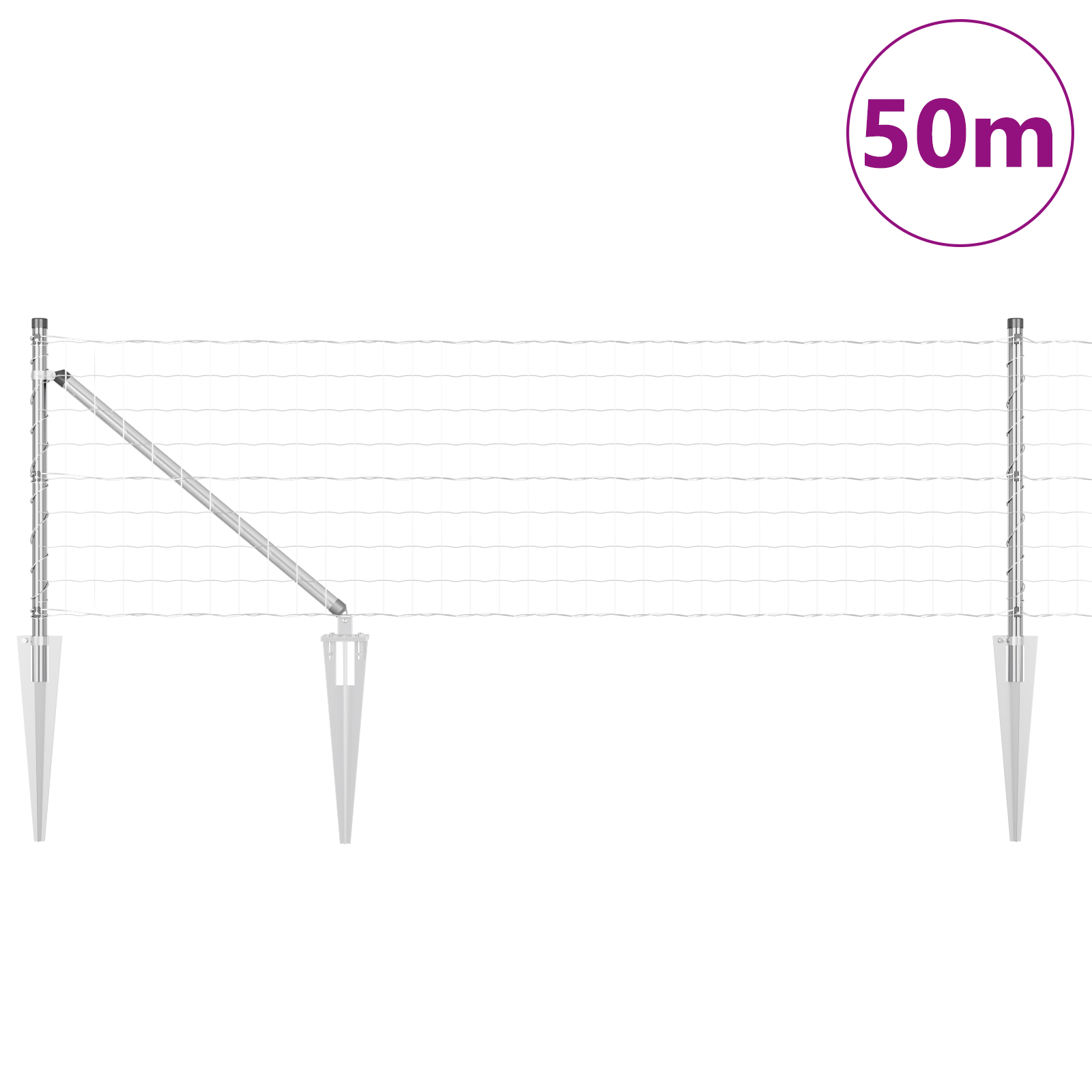 vidaXL Îngrădire cu stâlpi Argintiu 0.4 x 50 m Oțel