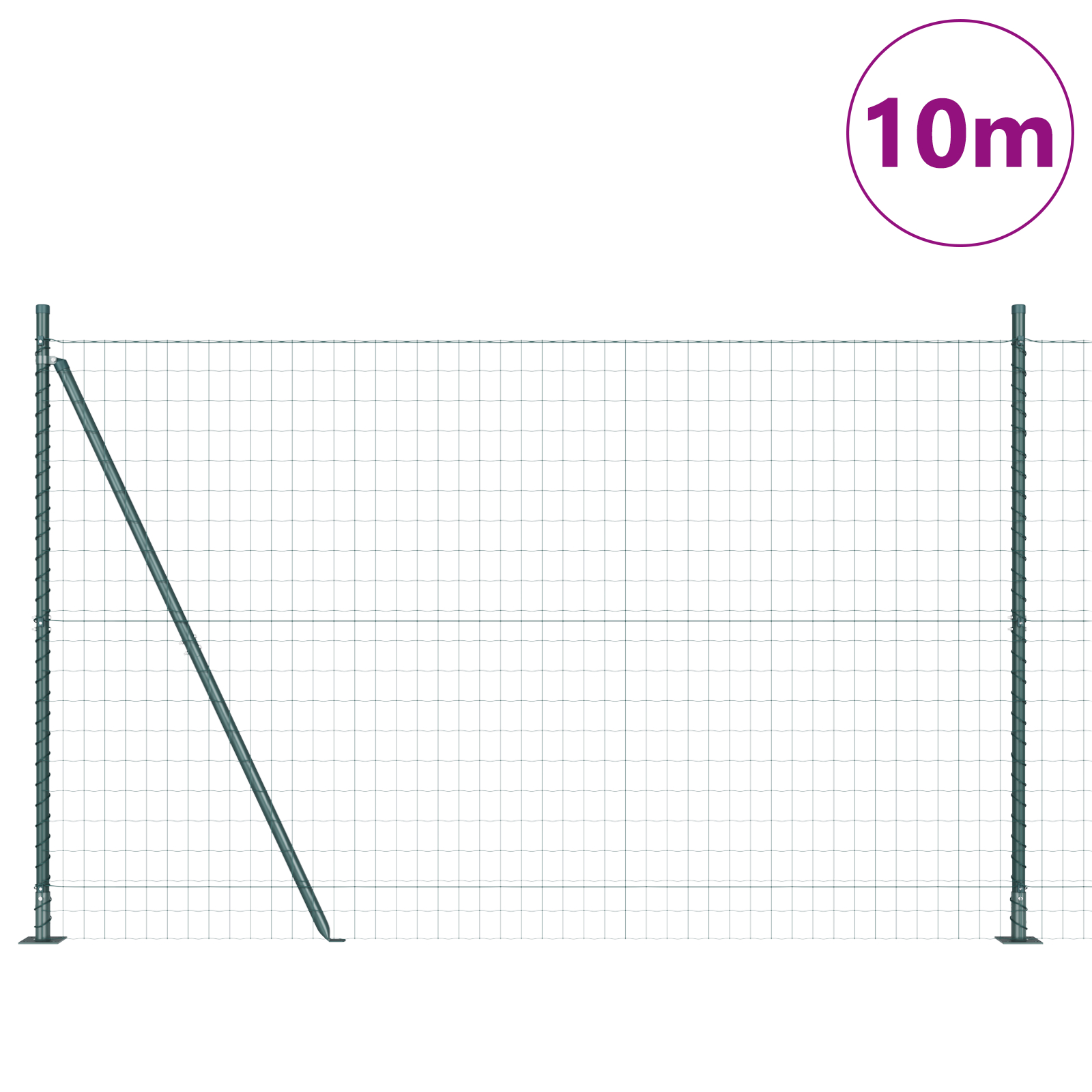 vidaXL Gard Euro cu 7 stâlpi flanșați 1.6x10 m din oțel galvanizat vidaXL Gard Euro cu 7 stâlpi flanșați 1.6x10 m din oțel galvanizat