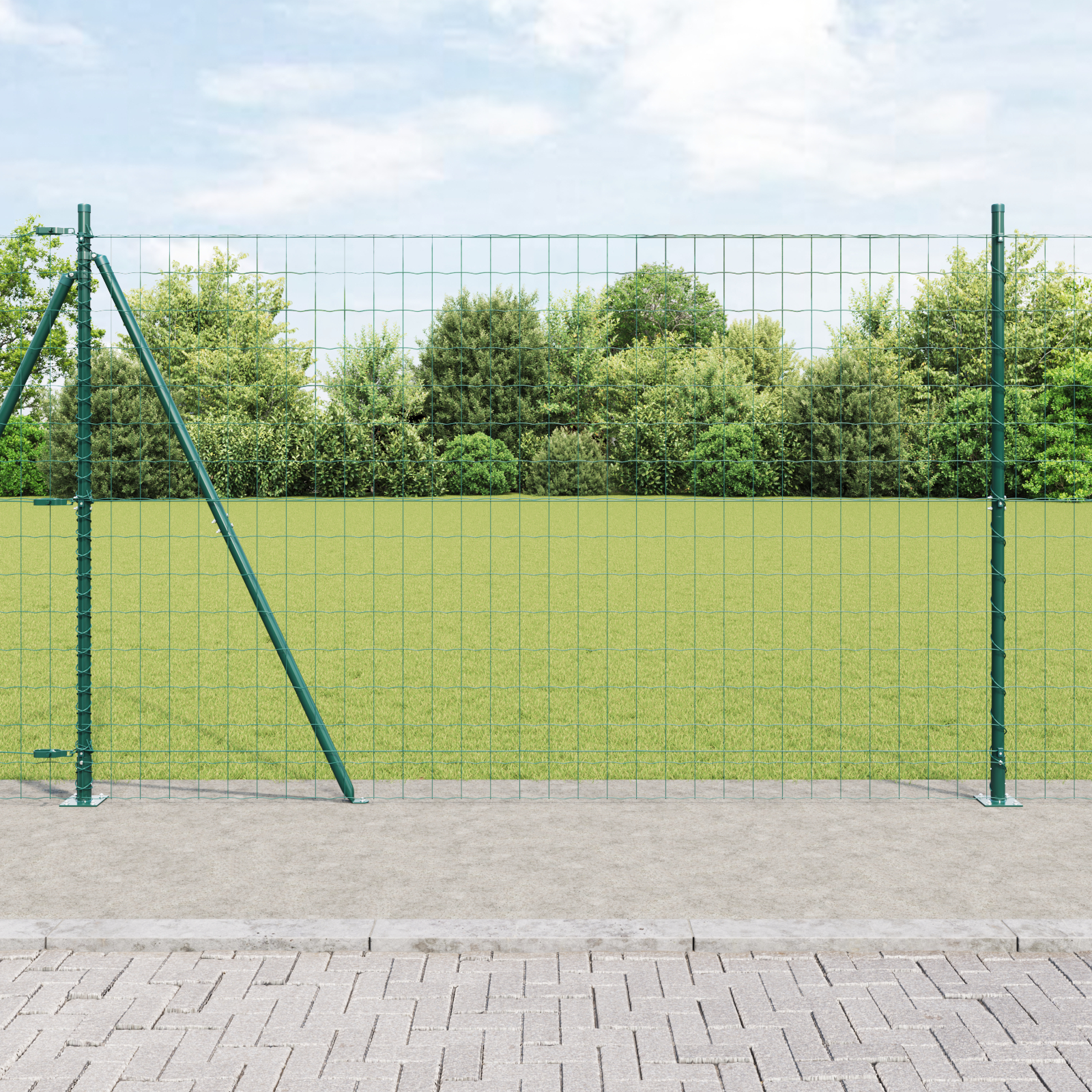vidaXL Gard Euro cu 7 stâlpi flanșați 1.6x10 m Oțel galvanizat