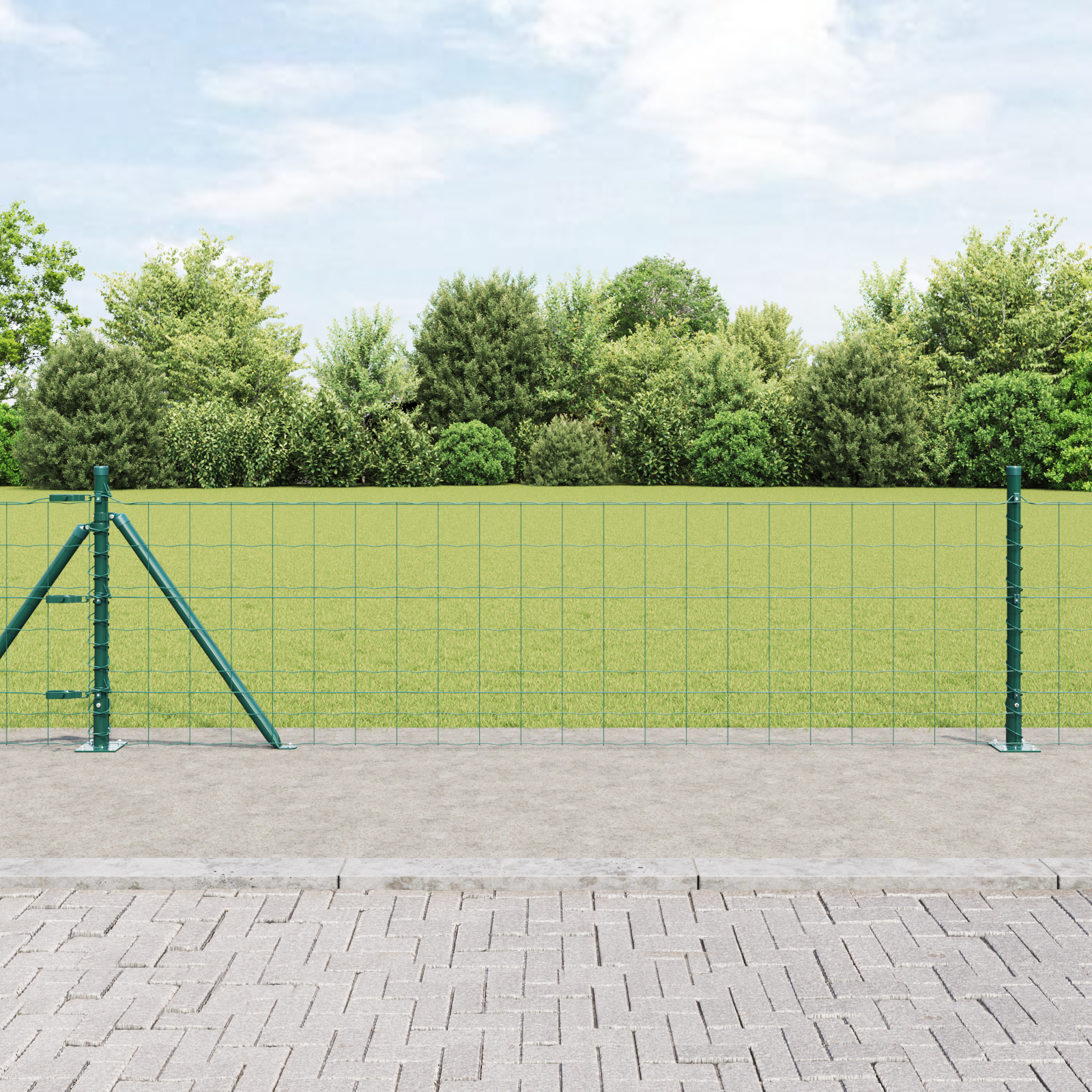 vidaXL Îngrădire cu stâlpi Verde 0.6 x 10 m Oțel