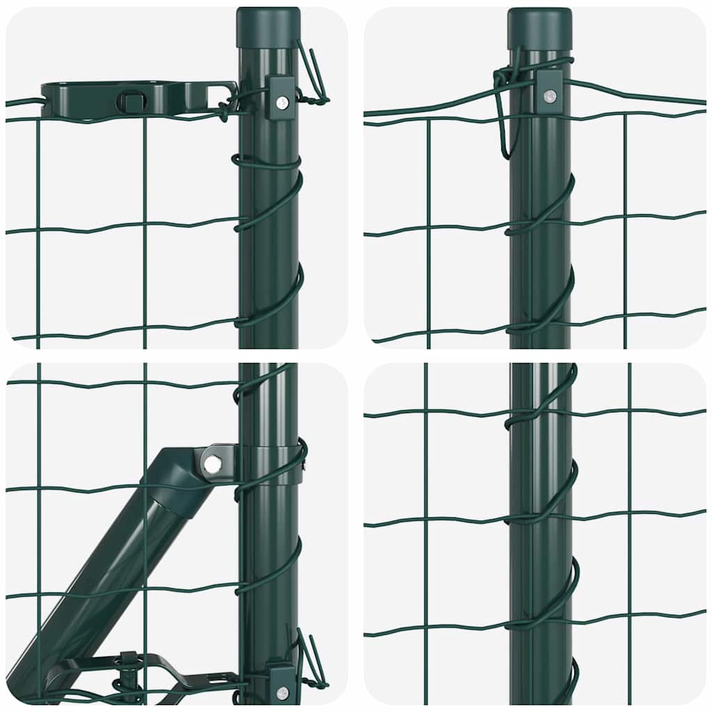 vidaXL Îngrădire cu stâlpi Verde 0.6 x 25 m Oțel