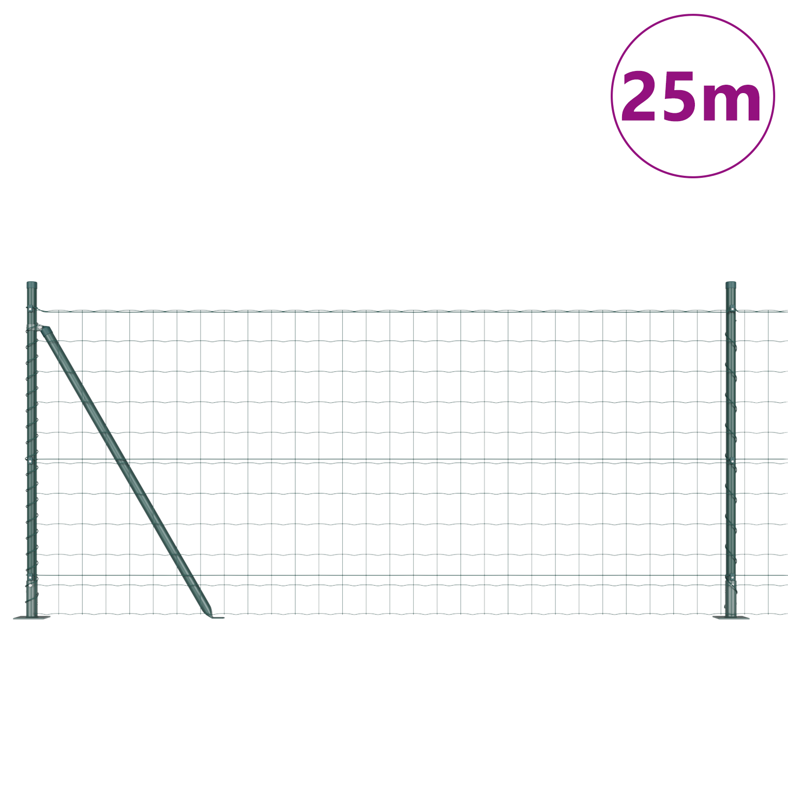 vidaXL Îngrădire cu stâlpi Verde 1 x 25 m Oțel