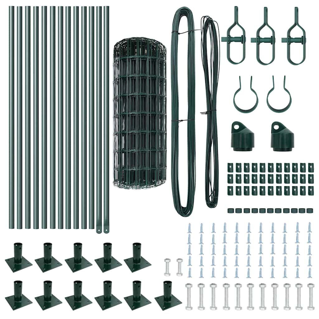 vidaXL Gard cu Stâlp Verde 0,6 x 25 m Oțel și PVC