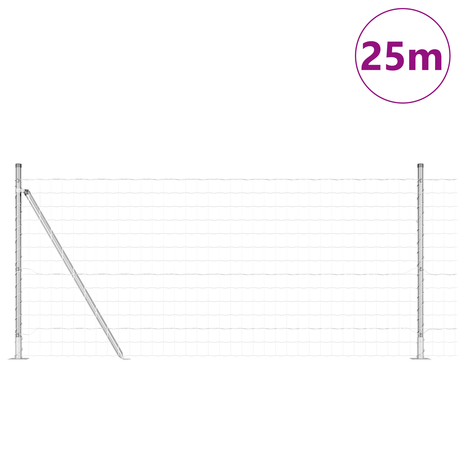 vidaXL Îngrădire cu stâlpi Argintiu 0.8 x 25 m Oțel