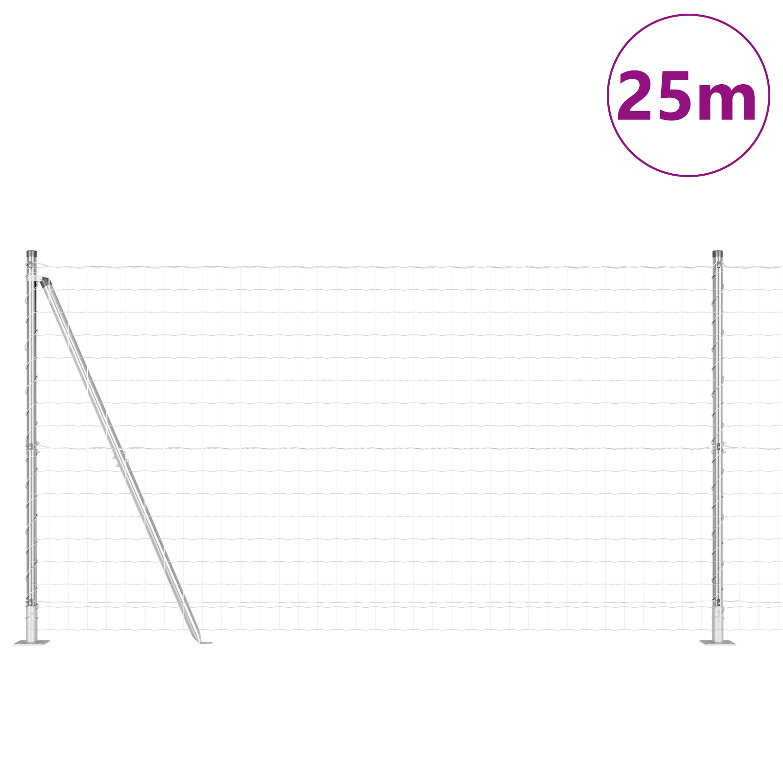 vidaXL Îngrădire cu stâlpi Argintiu 1.2 x 25 m Oțel