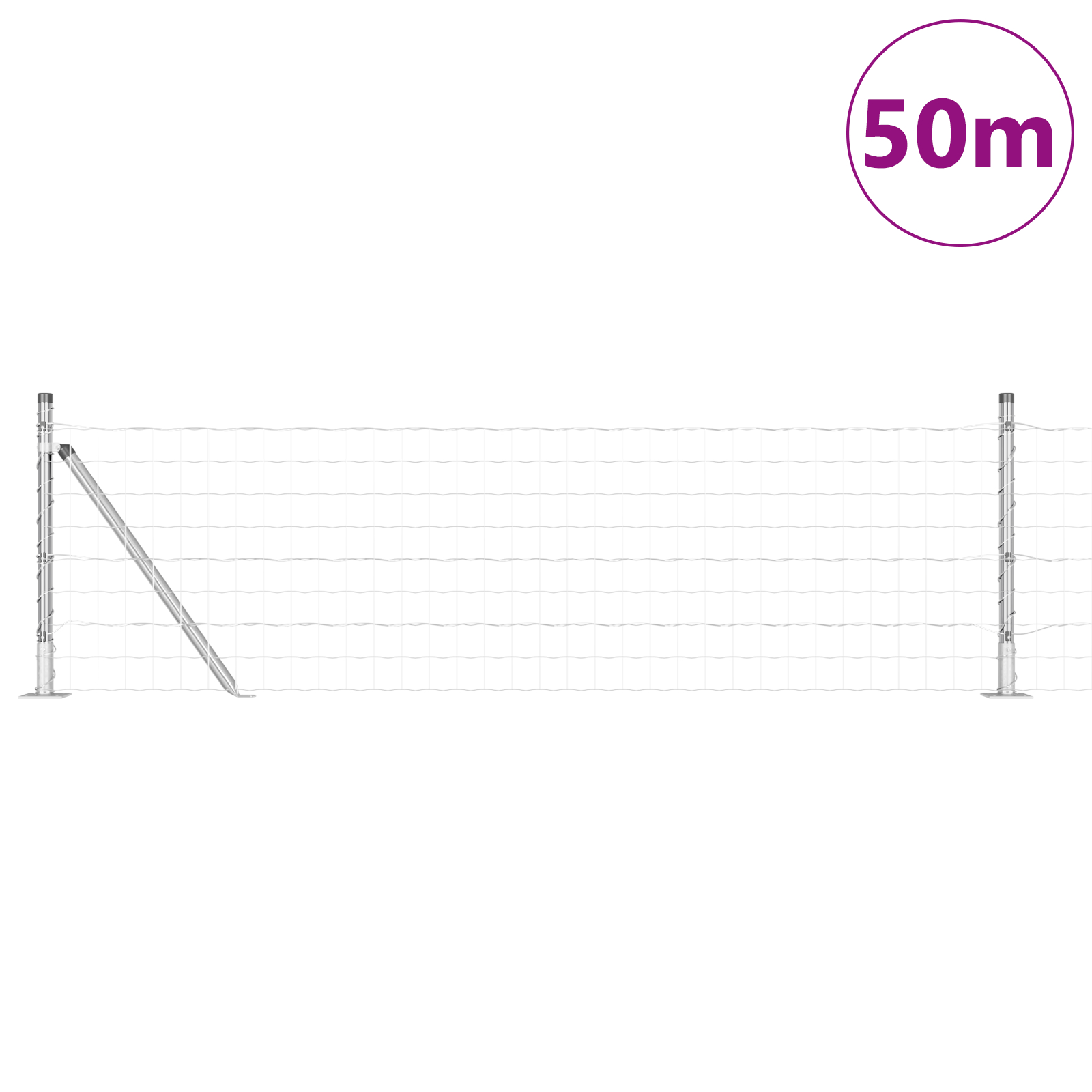 vidaXL Îngrădire cu stâlpi Argintiu 0.4 x 50 m Oțel