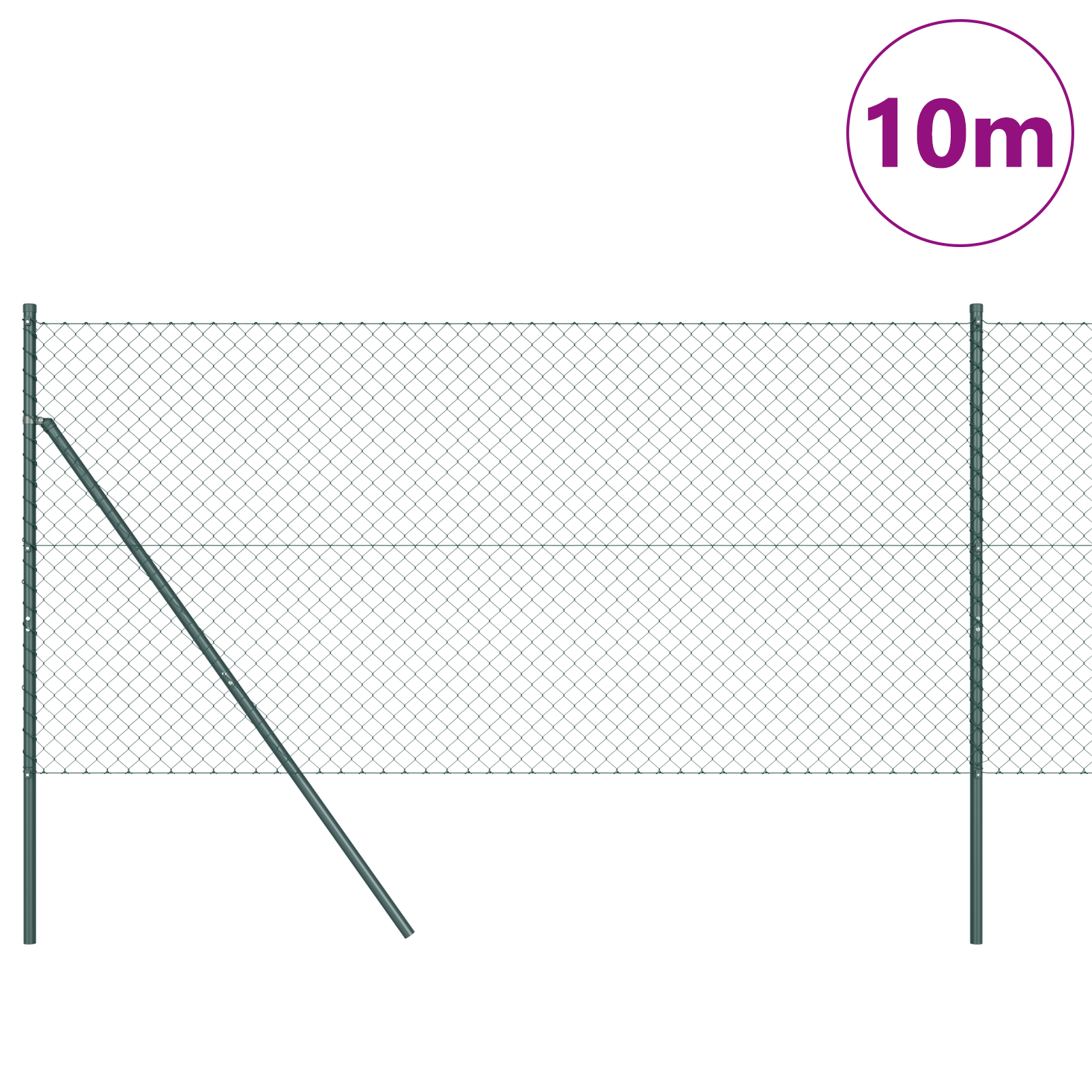 vidaXL Împrejmuire din plasă cu stâlpi Verde 1.2 x 10 m Oțel