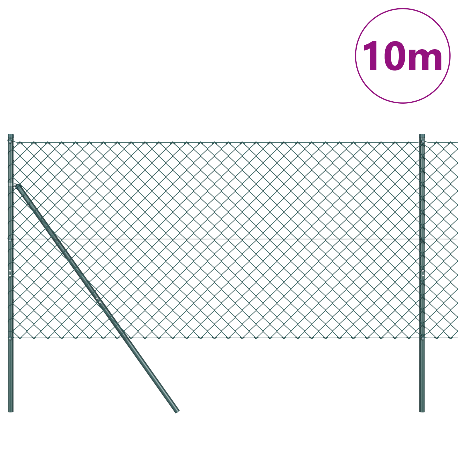 vidaXL Împrejmuire din plasă cu stâlpi Verde 1.5 x 10 m Oțel