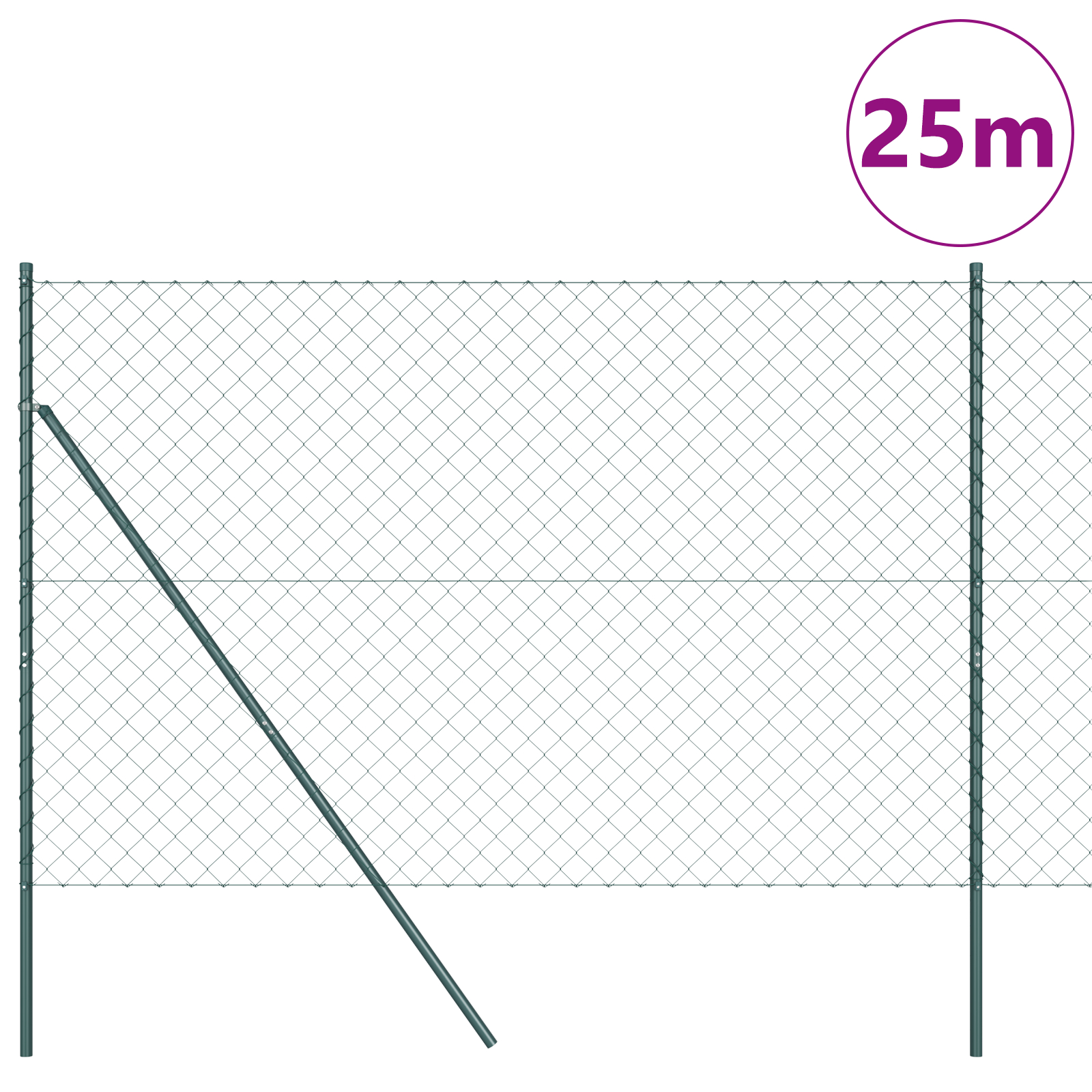 vidaXL Împrejmuire din plasă cu stâlpi Verde 1.6 x 25 m Oțel