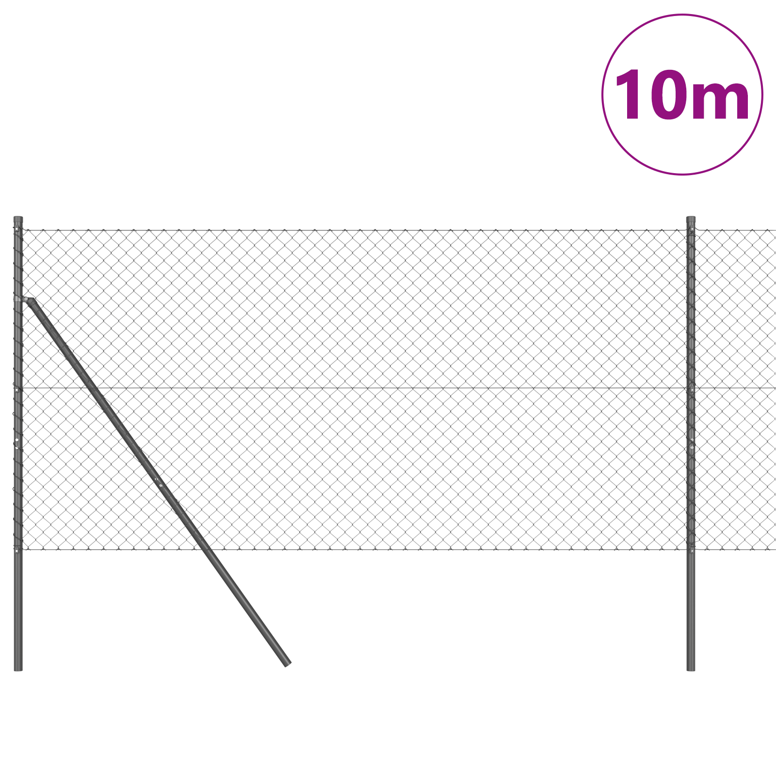 vidaXL Împrejmuire din plasă cu stâlpi Gri 1.4 x 10 m Oțel vidaXL Împrejmuire din plasă cu stâlpi Gri 1.4 x 10 m Oțel
