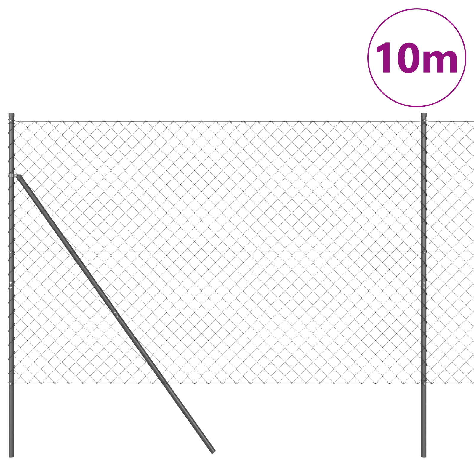vidaXL Împrejmuire din plasă cu stâlpi Gri 1.5 x 10 m Oțel vidaXL Împrejmuire din plasă cu stâlpi Gri 1.5 x 10 m Oțel