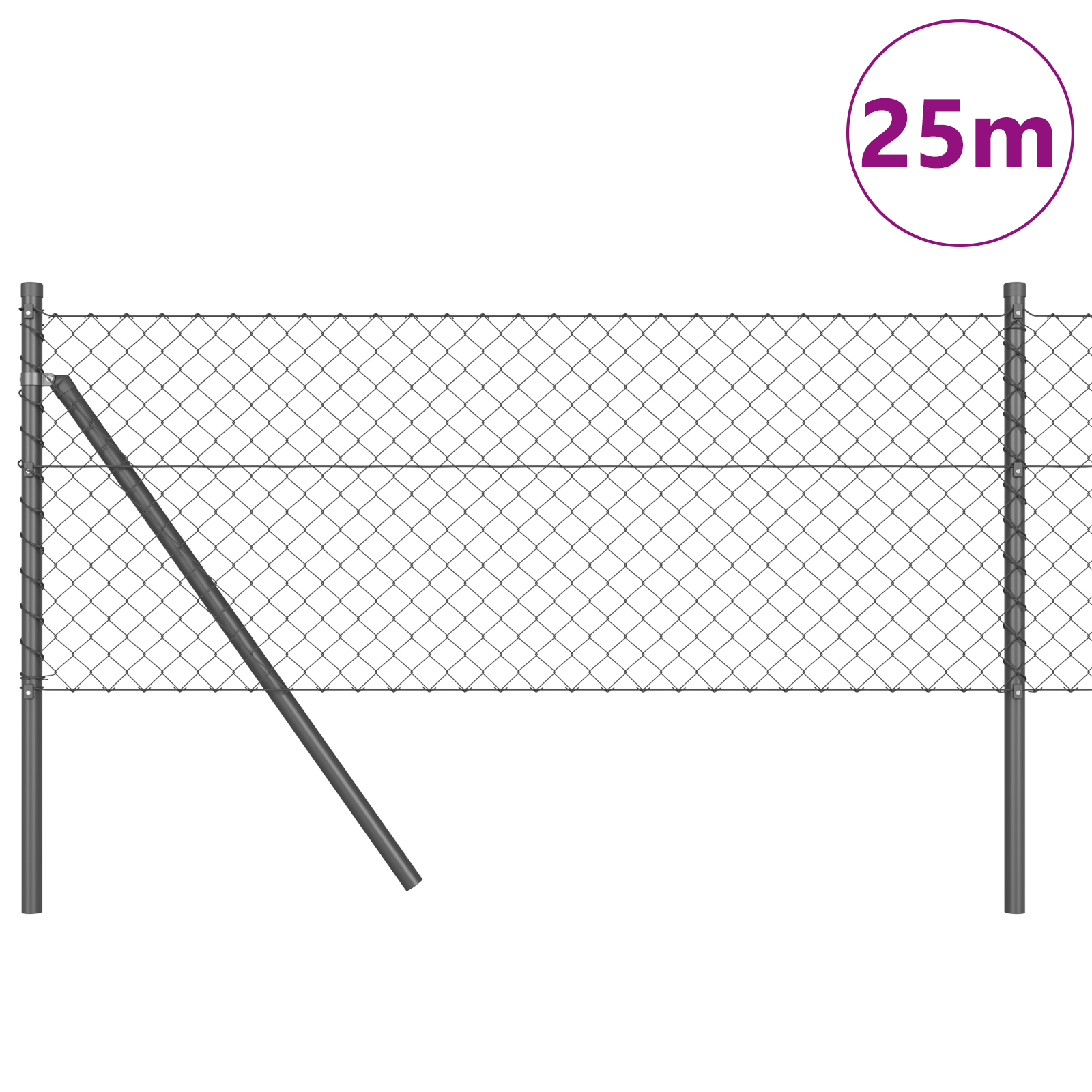 vidaXL Împrejmuire din plasă cu stâlpi Gri 0.6 x 25 m Oțel