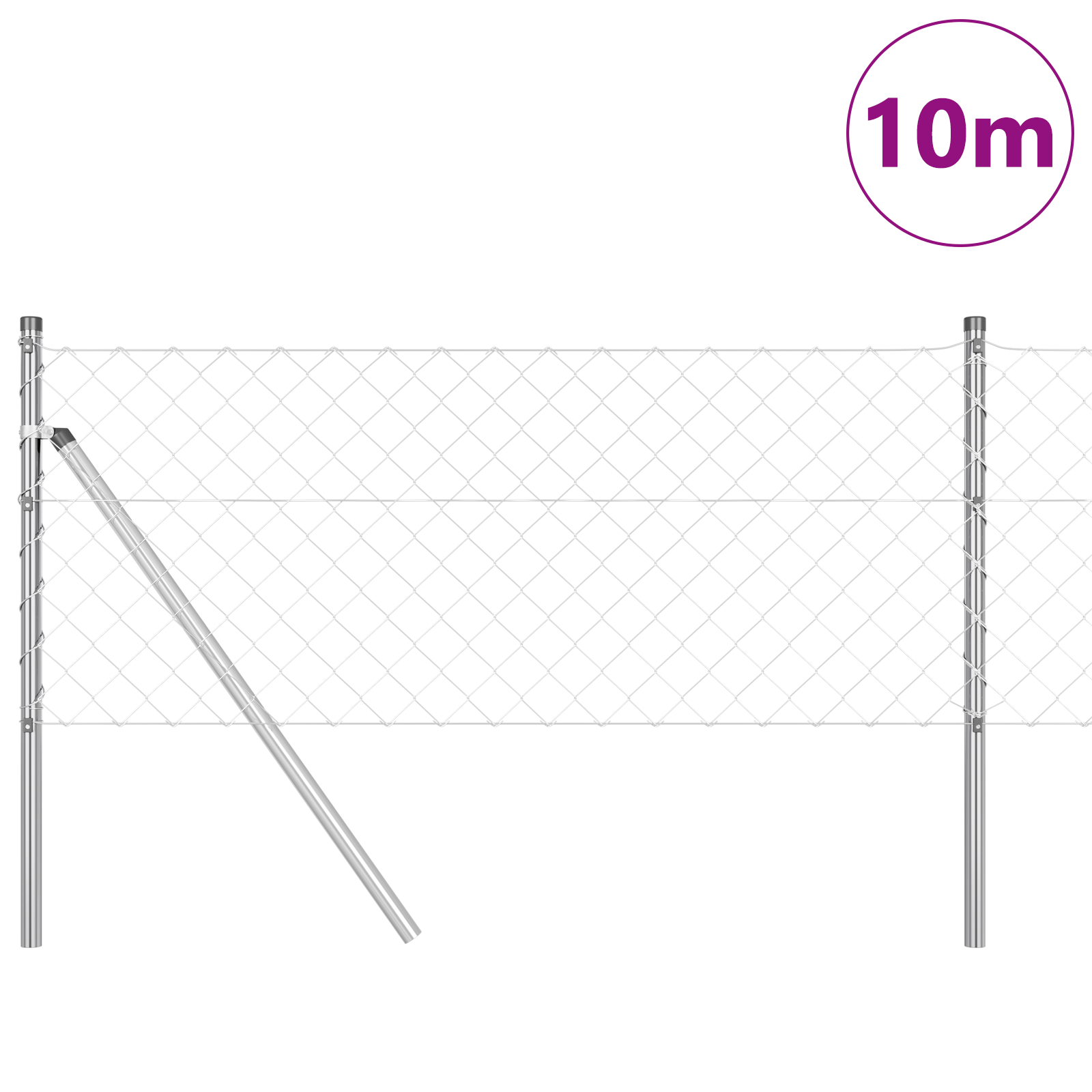 vidaXL Împrejmuire din plasă cu stâlpi Argintiu 0.6 x 10 m Oțel