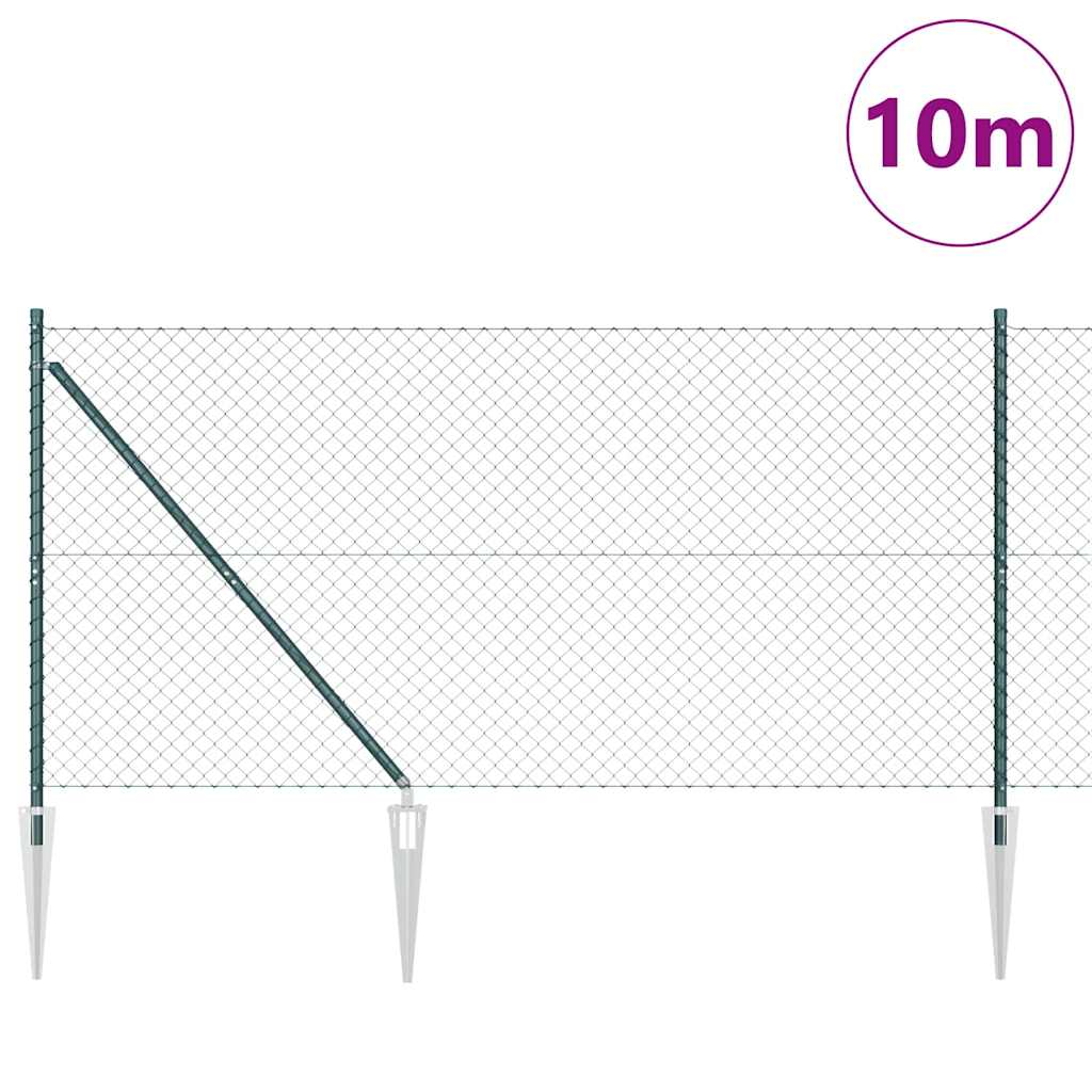 vidaXL Împrejmuire din plasă cu stâlpi Verde 1.2 x 10 m Oțel