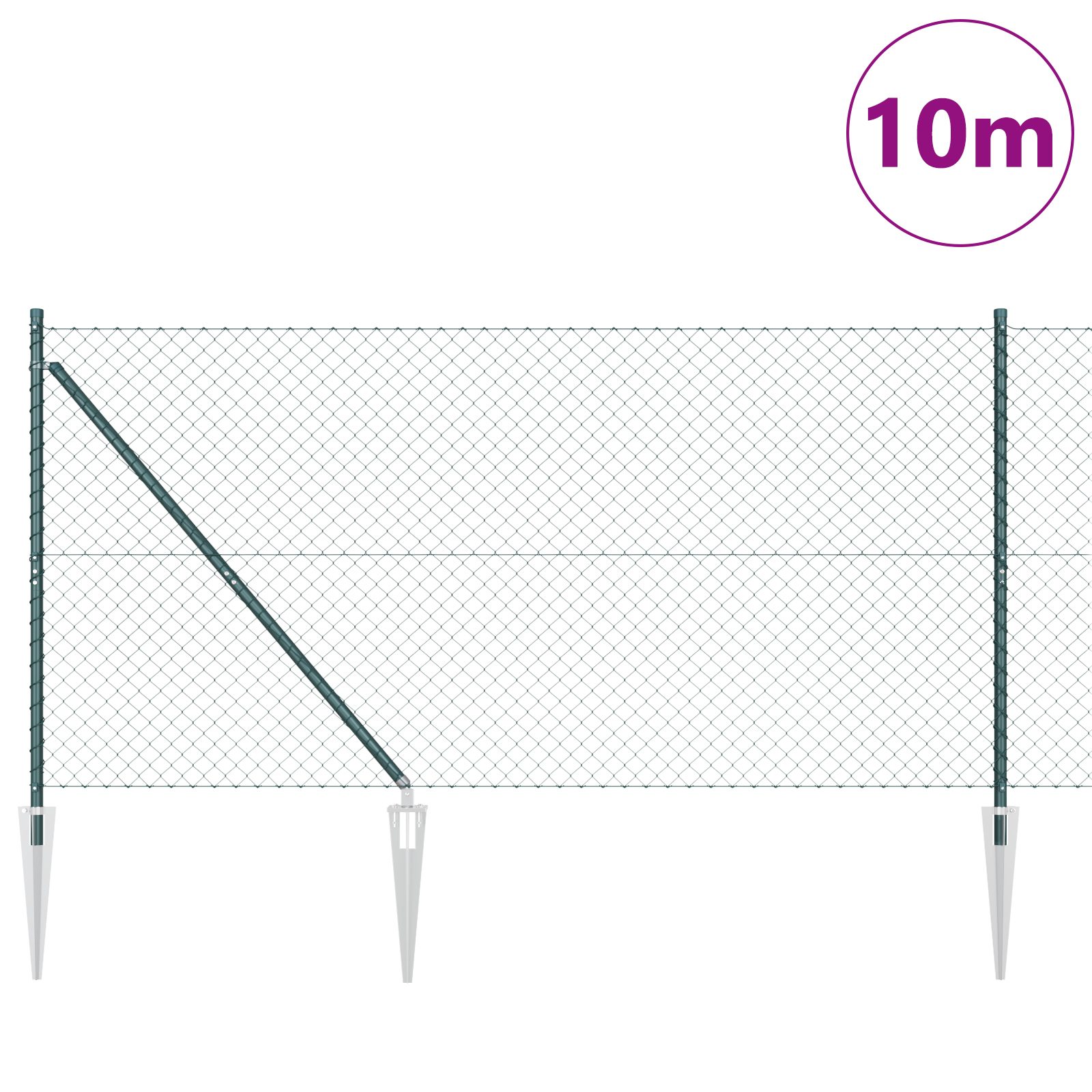 vidaXL Împrejmuire din plasă cu stâlpi Verde 1.4 x 10 m Oțel
