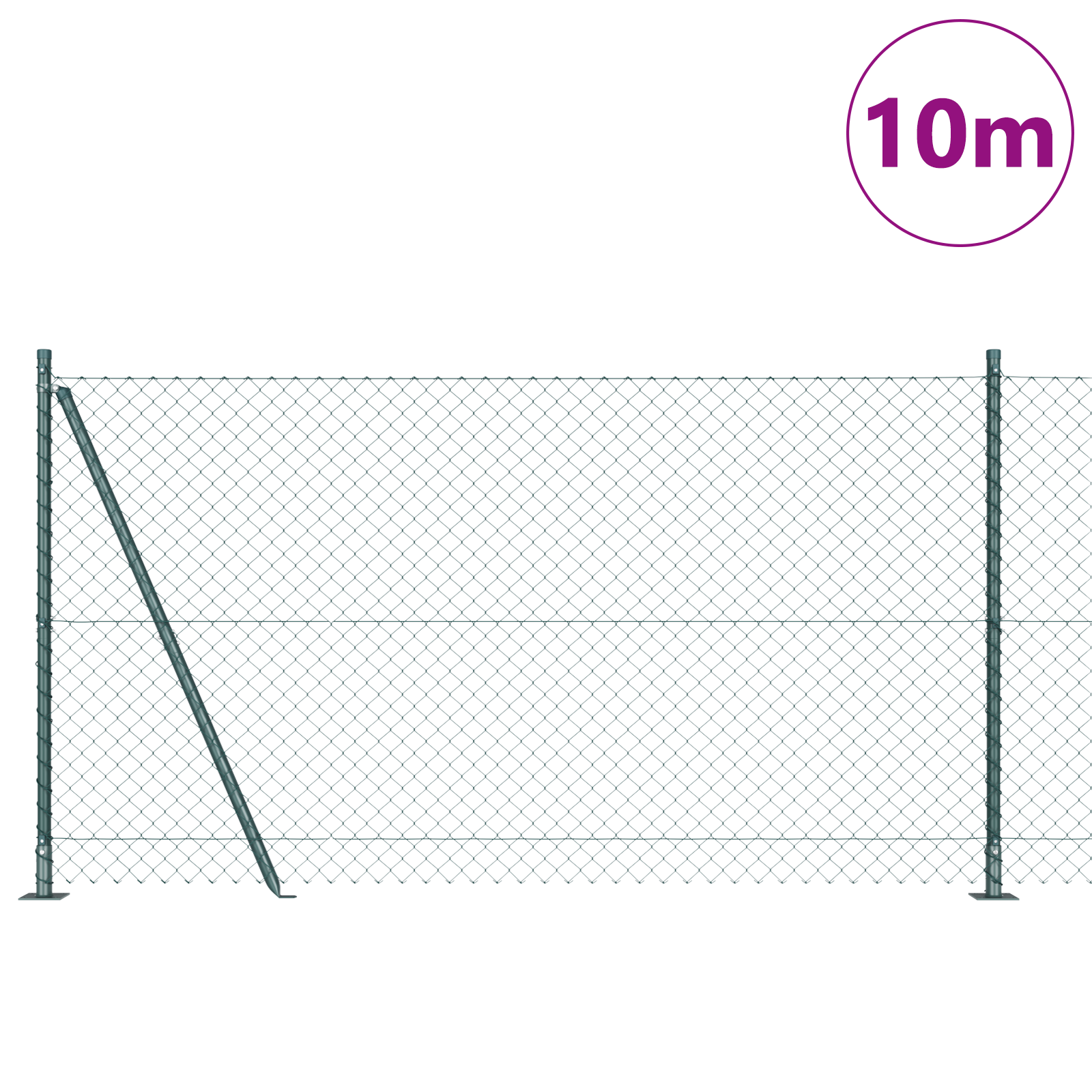 vidaXL Împrejmuire din plasă cu stâlpi Verde 1.2 x 10 m Oțel