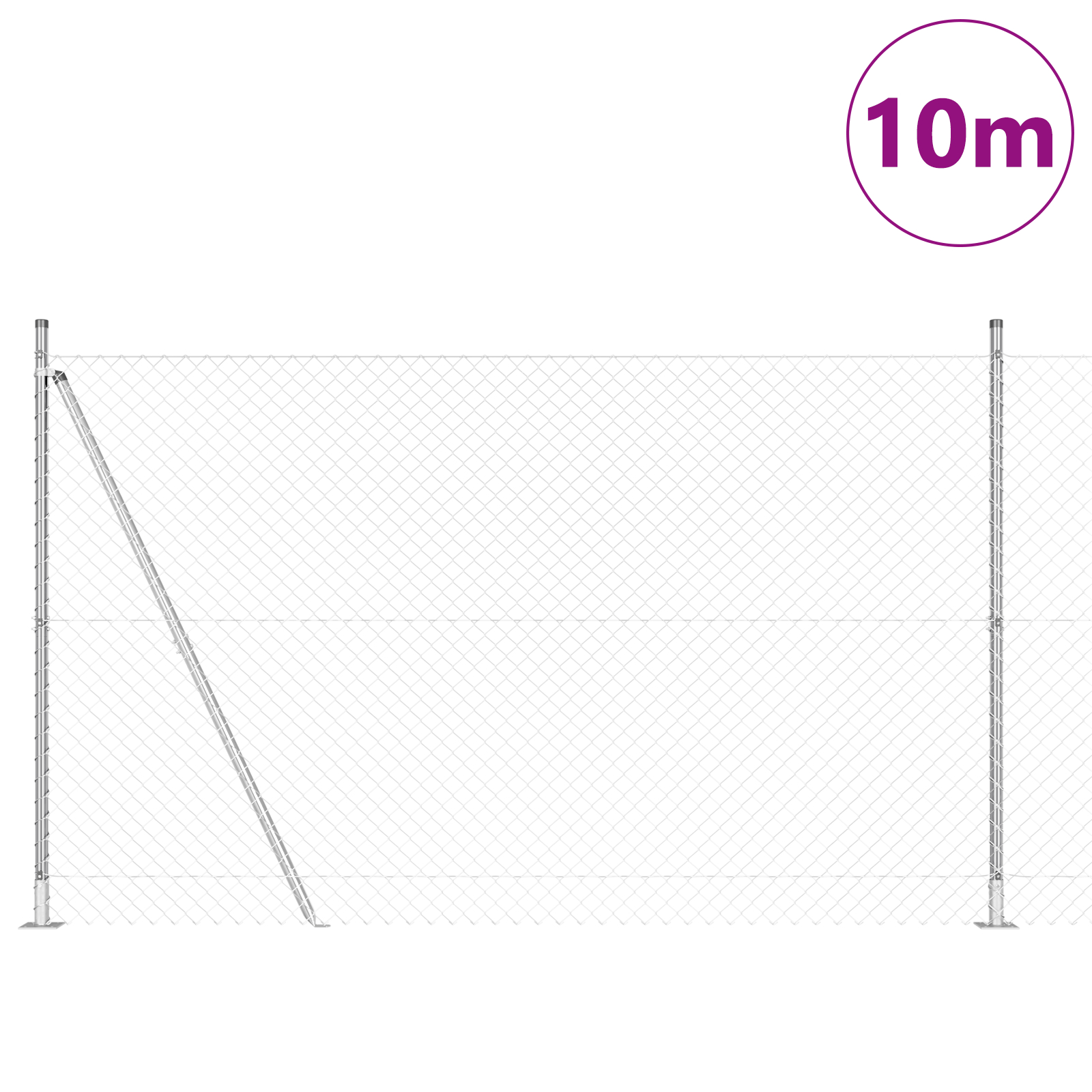 vidaXL Împrejmuire din plasă cu stâlpi Argintiu 1.4 x 10 m Oțel