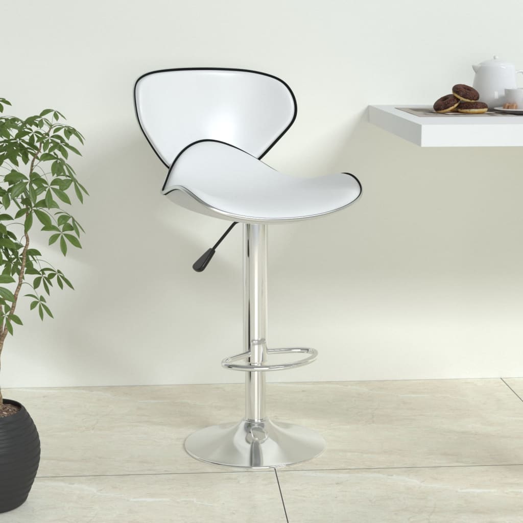vidaXL Scaun de bar, alb, piele ecologică vidaXL Scaun de bar, alb, piele ecologică