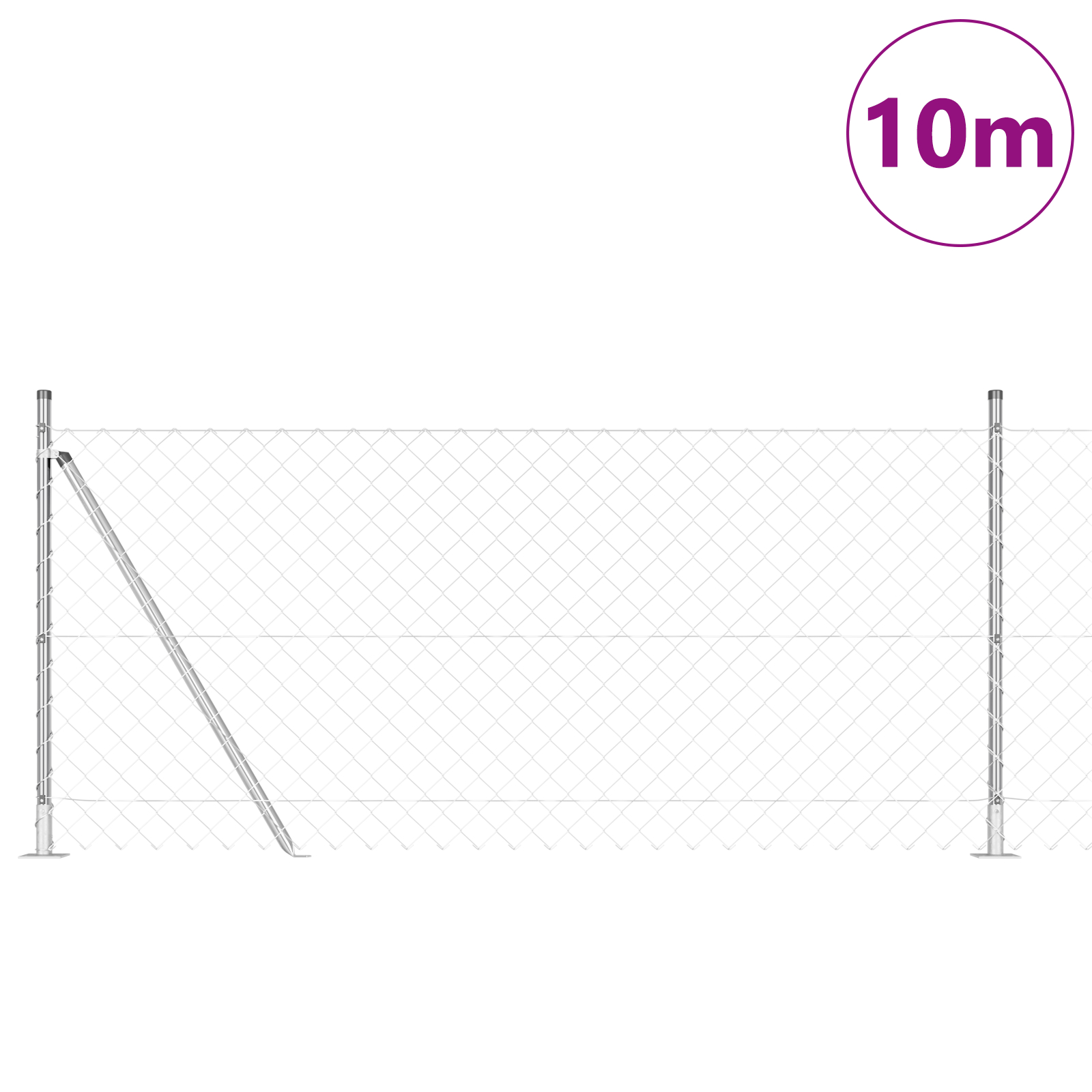 vidaXL Împrejmuire din plasă cu stâlpi Argintiu 0.8 x 10 m Oțel