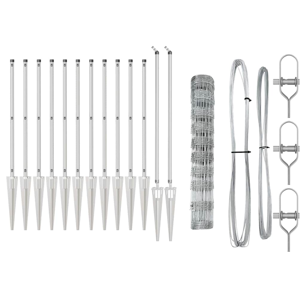 vidaXL Gard pentru câmp Argintiu 50 x 1 m Oțel galvanizat