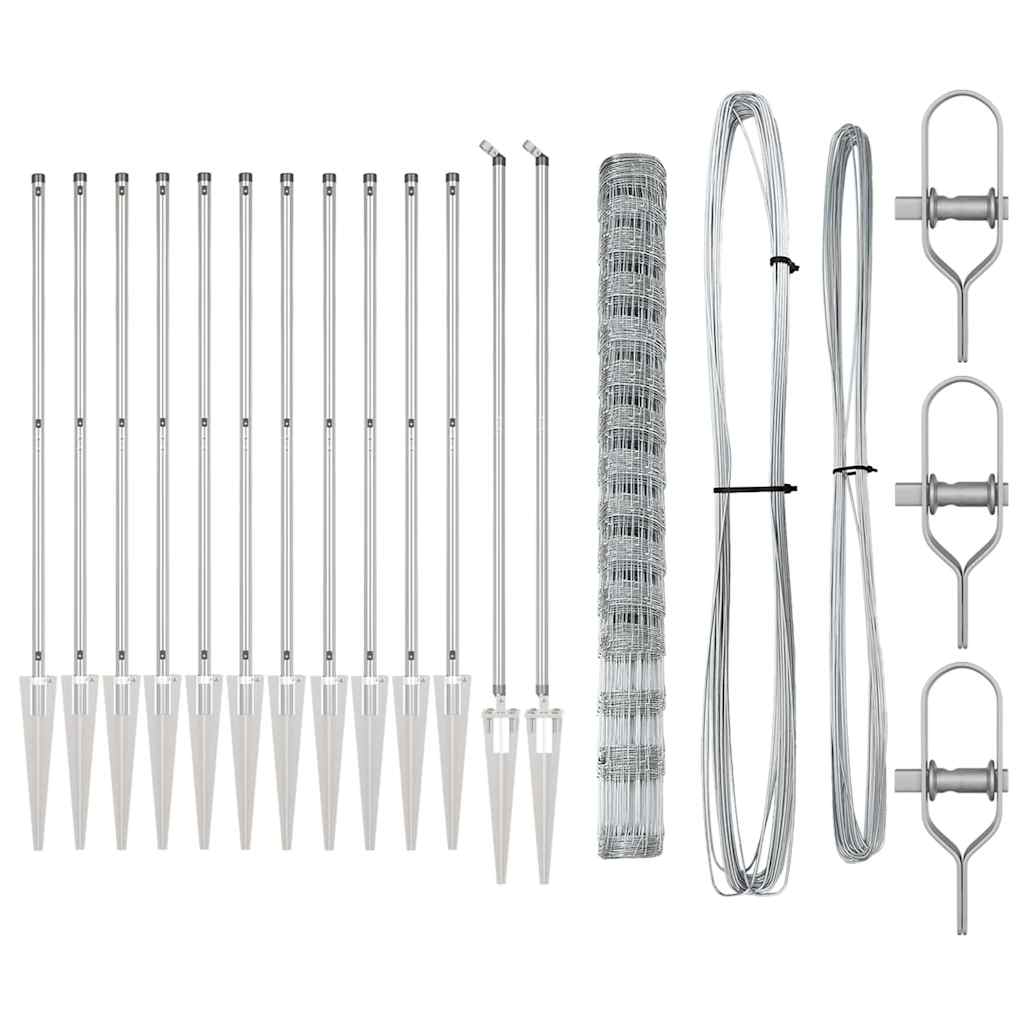 vidaXL Gard pentru câmp Argintiu 50 x 1.6 m Oțel galvanizat