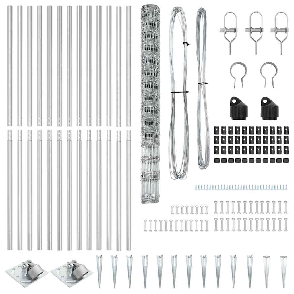 vidaXL Gard pentru câmp Argintiu 50 x 1.6 m Oțel galvanizat