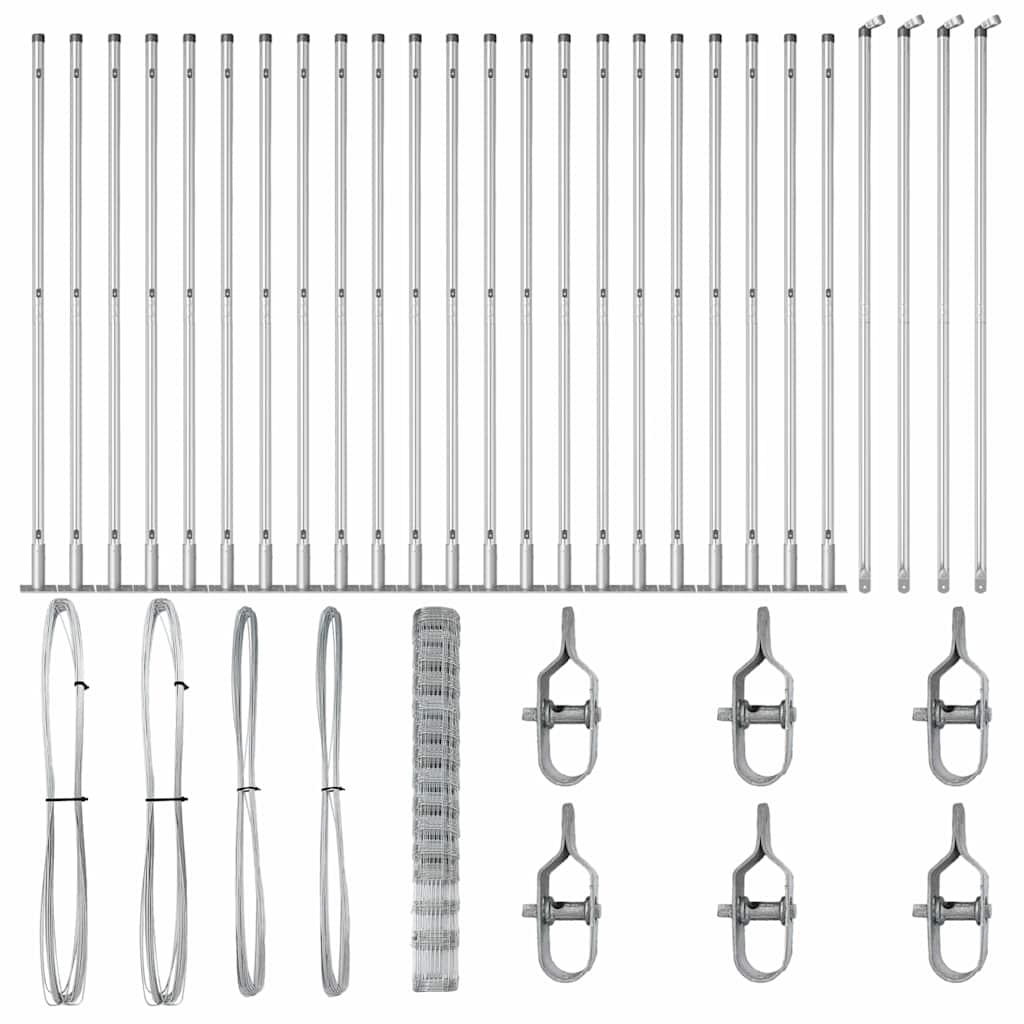 vidaXL Gard pentru câmp Argintiu 50 x 1.6 m Oțel galvanizat