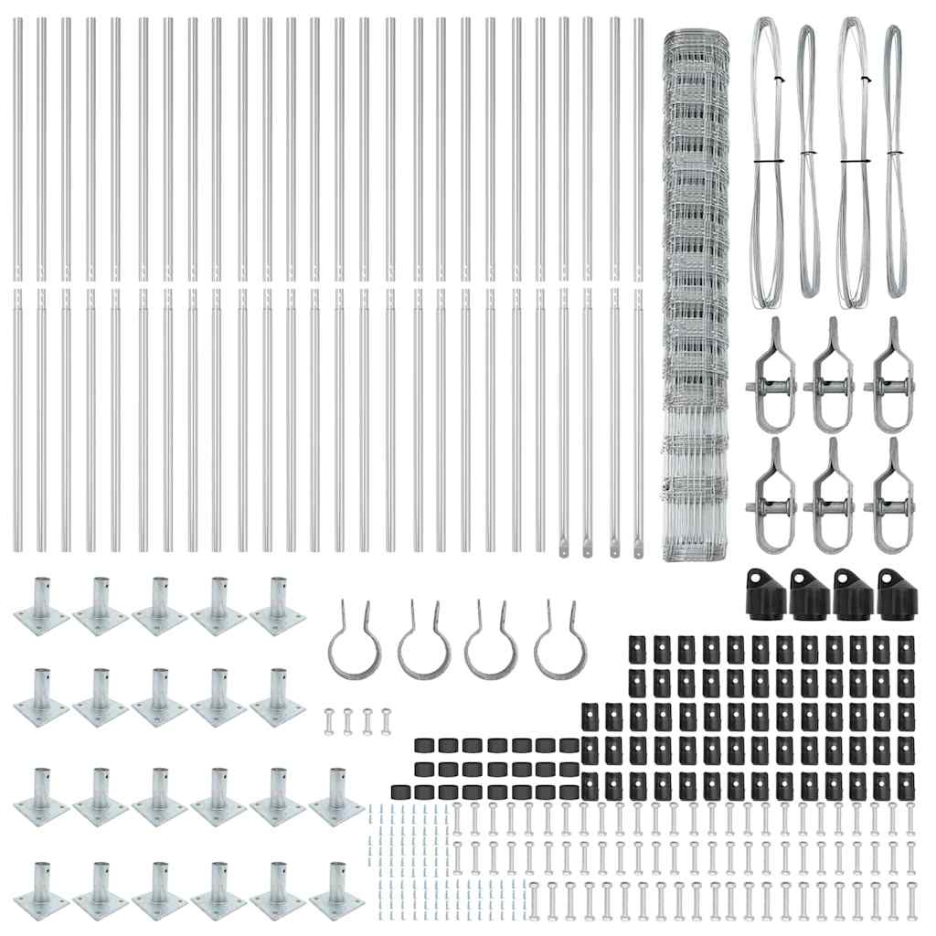 vidaXL Gard pentru câmp Argintiu 50 x 1.6 m Oțel galvanizat