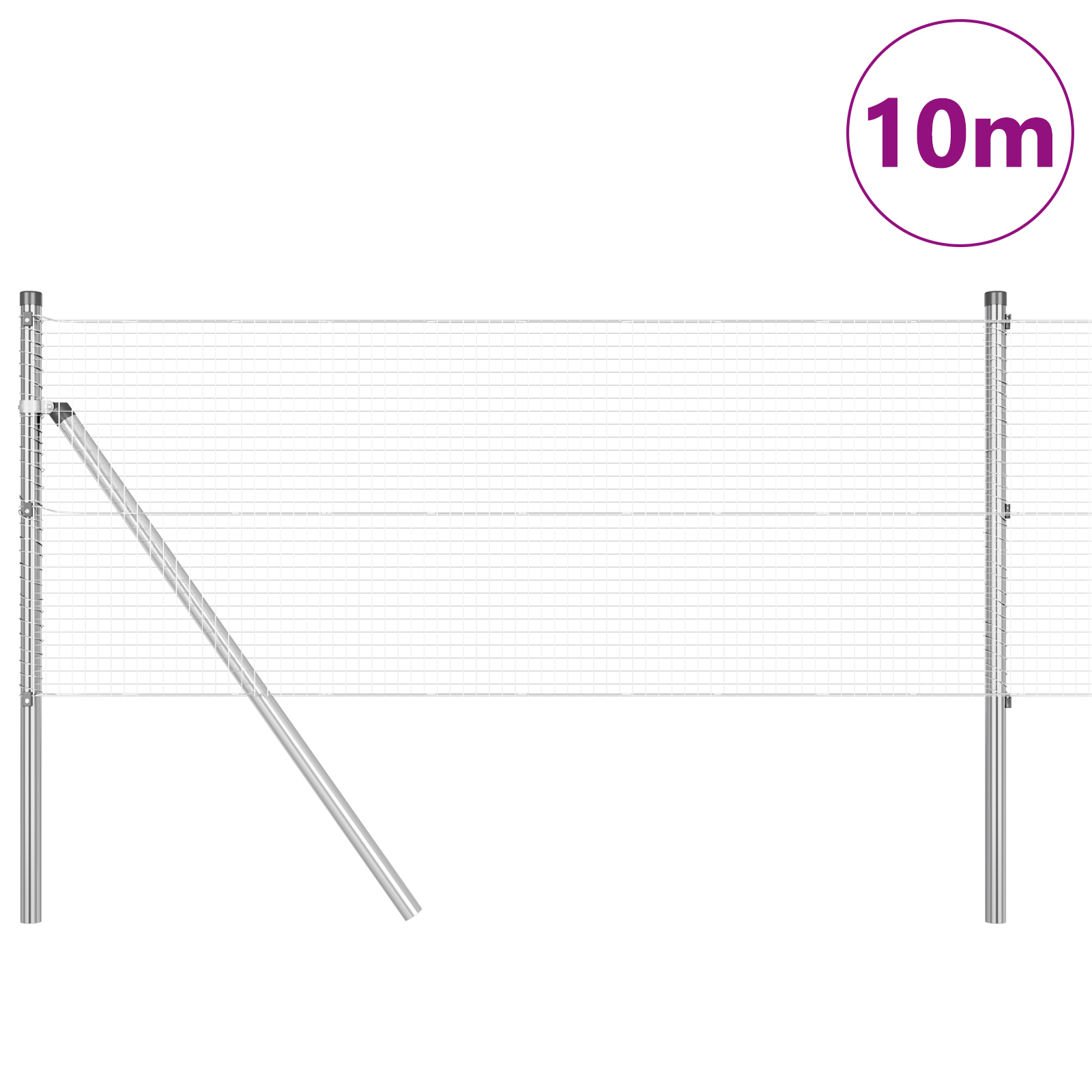 vidaXL Îngrădire cu stâlpi Argintiu 0.5 x 10 m Oțel